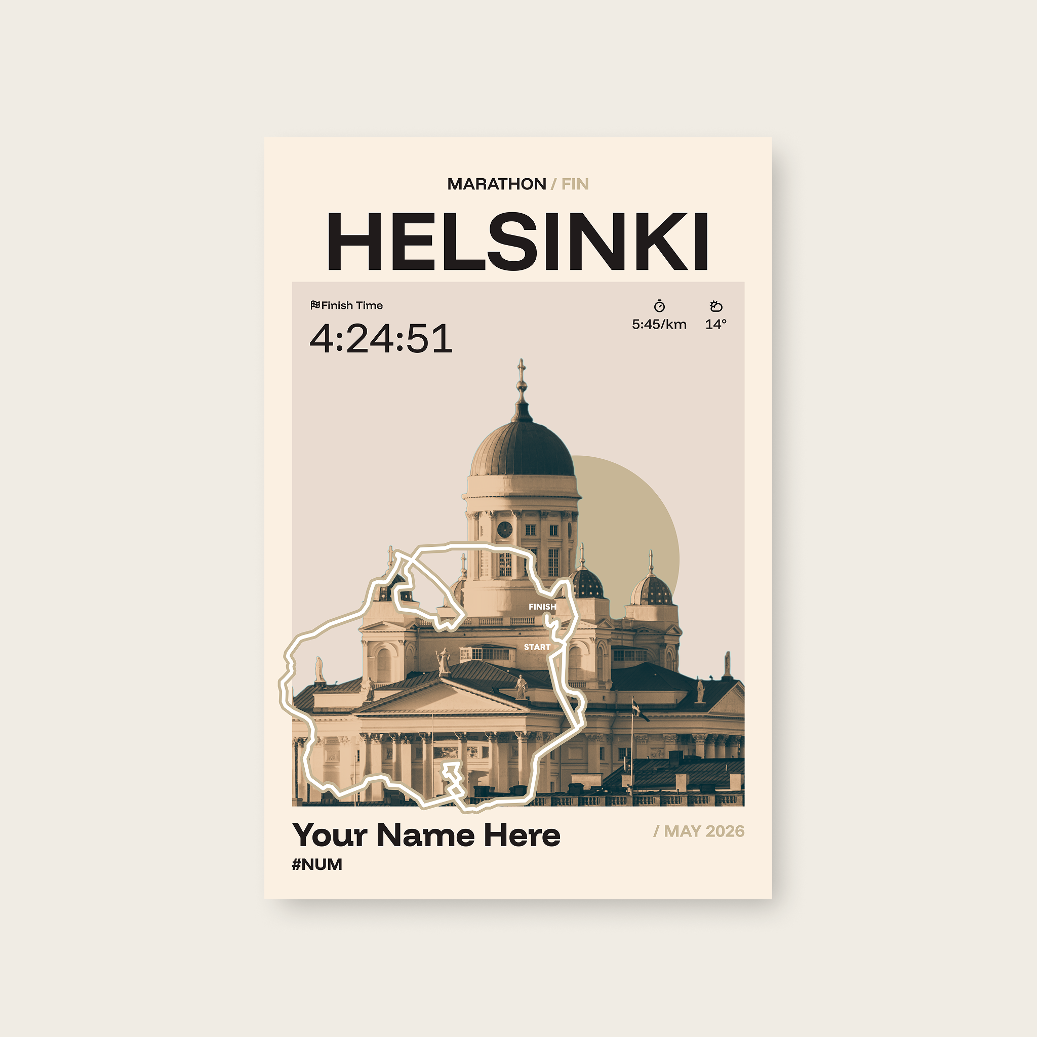 Helsinki City Marathon Personalised Race Print