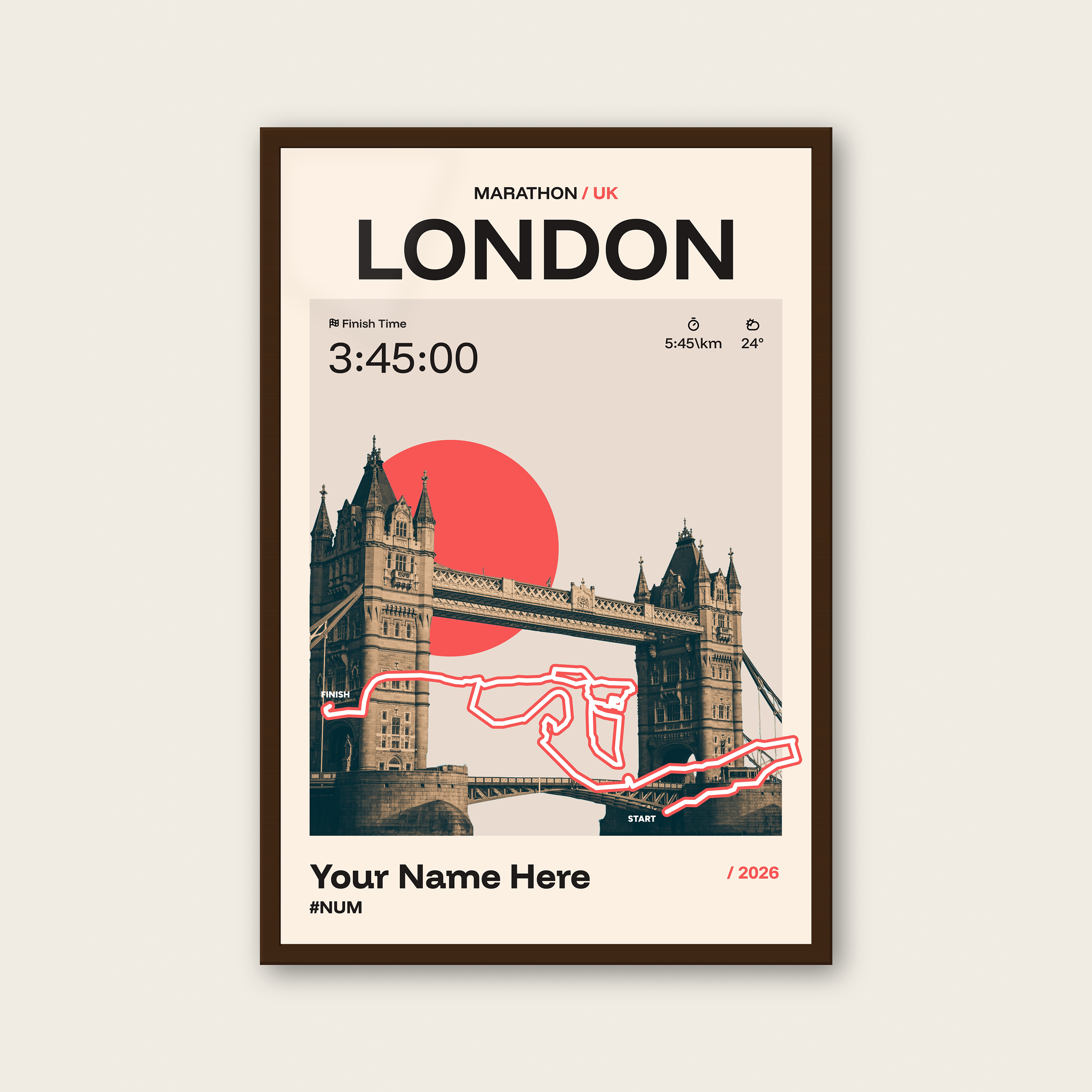 London Marathon Personalised Race Print