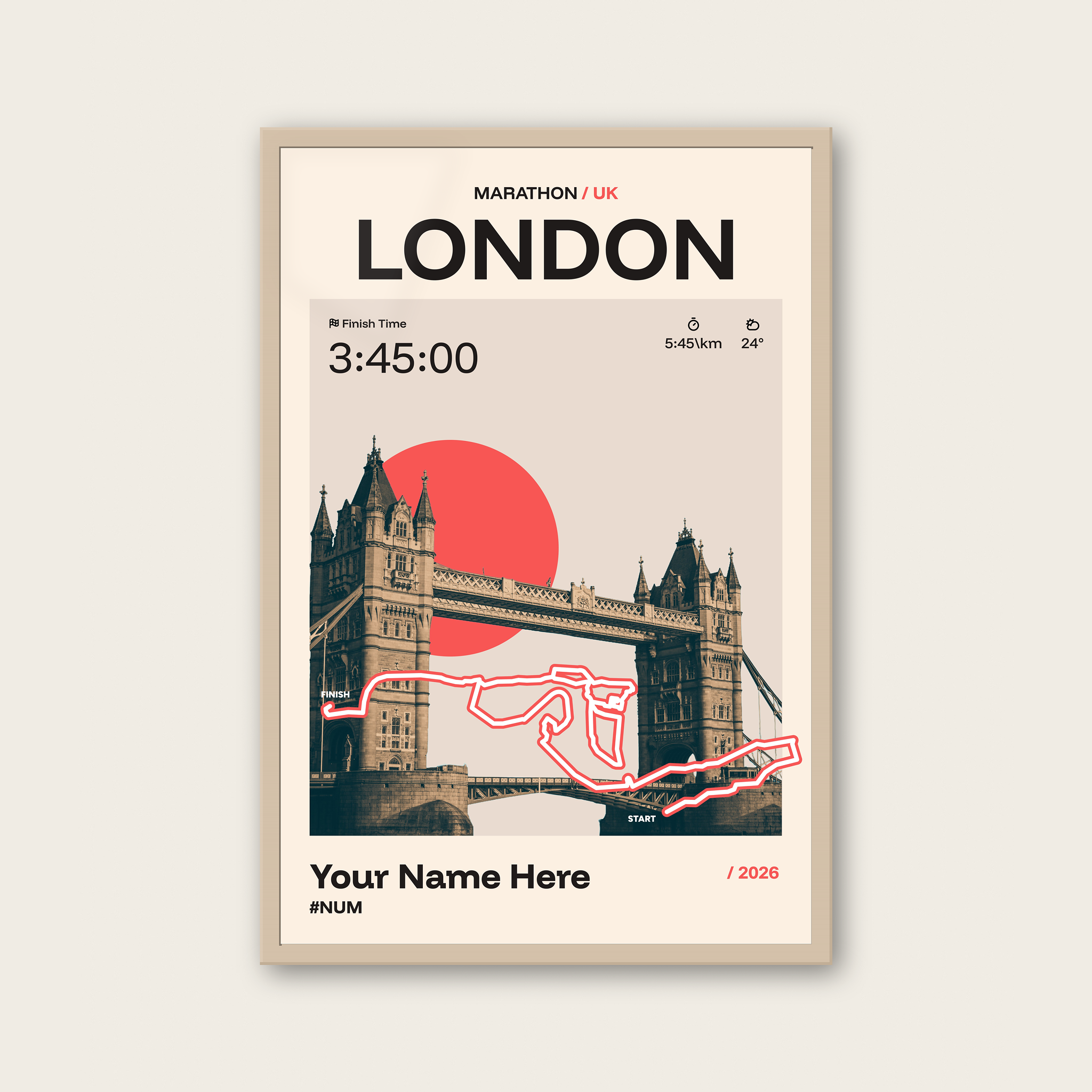 London Marathon Personalised Race Print