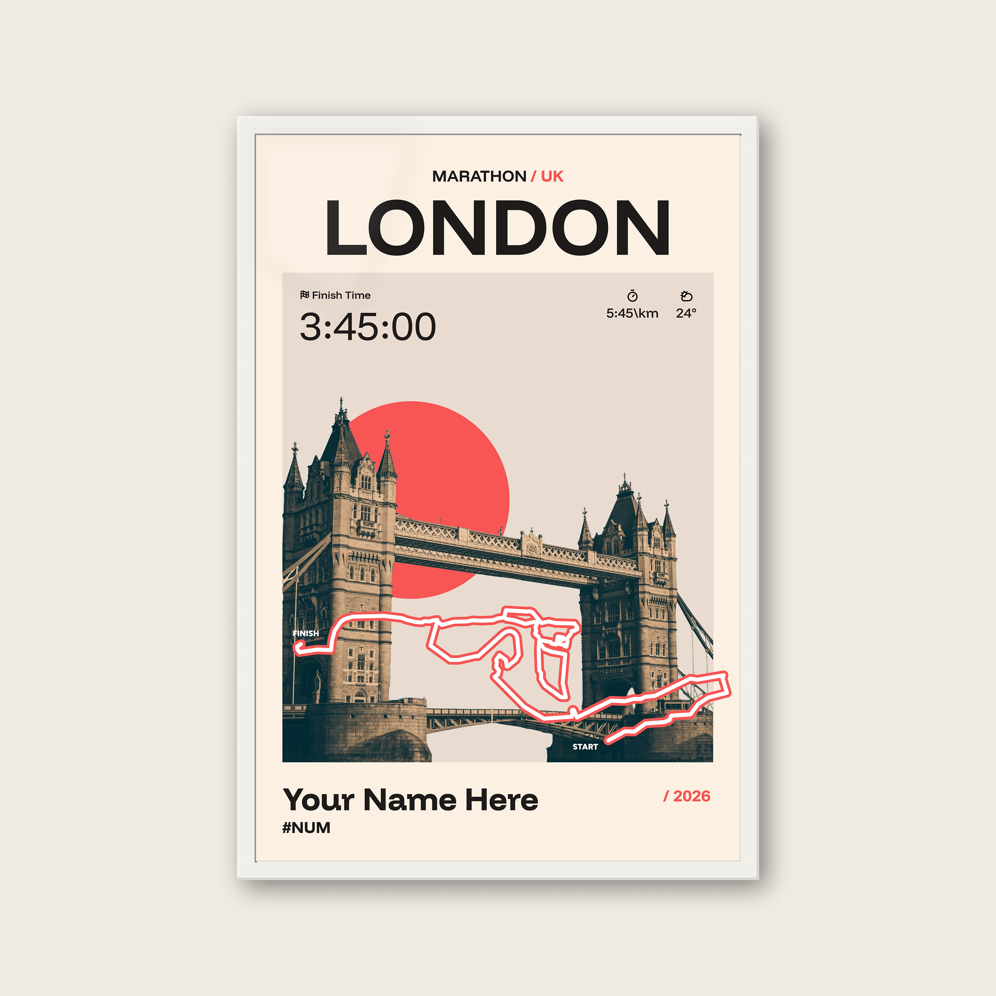 London Marathon Personalised Race Print