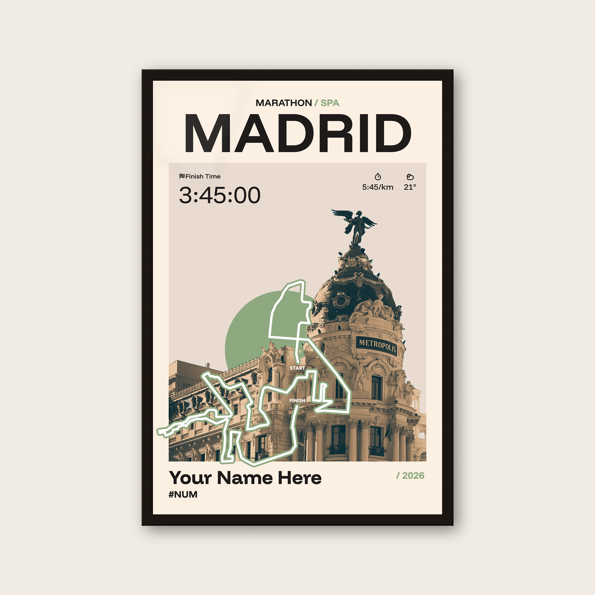 Madrid Marathon Personalised Race Print