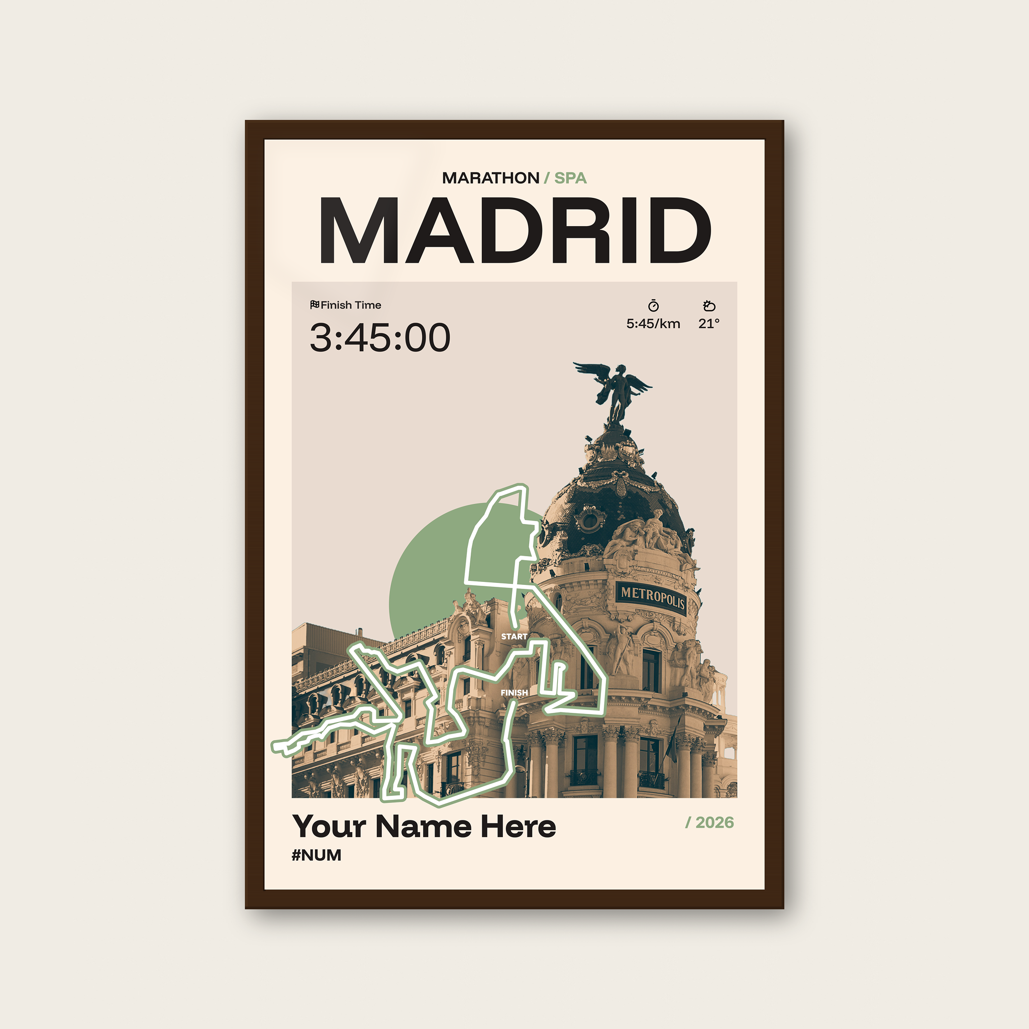 Madrid Marathon Personalised Race Print