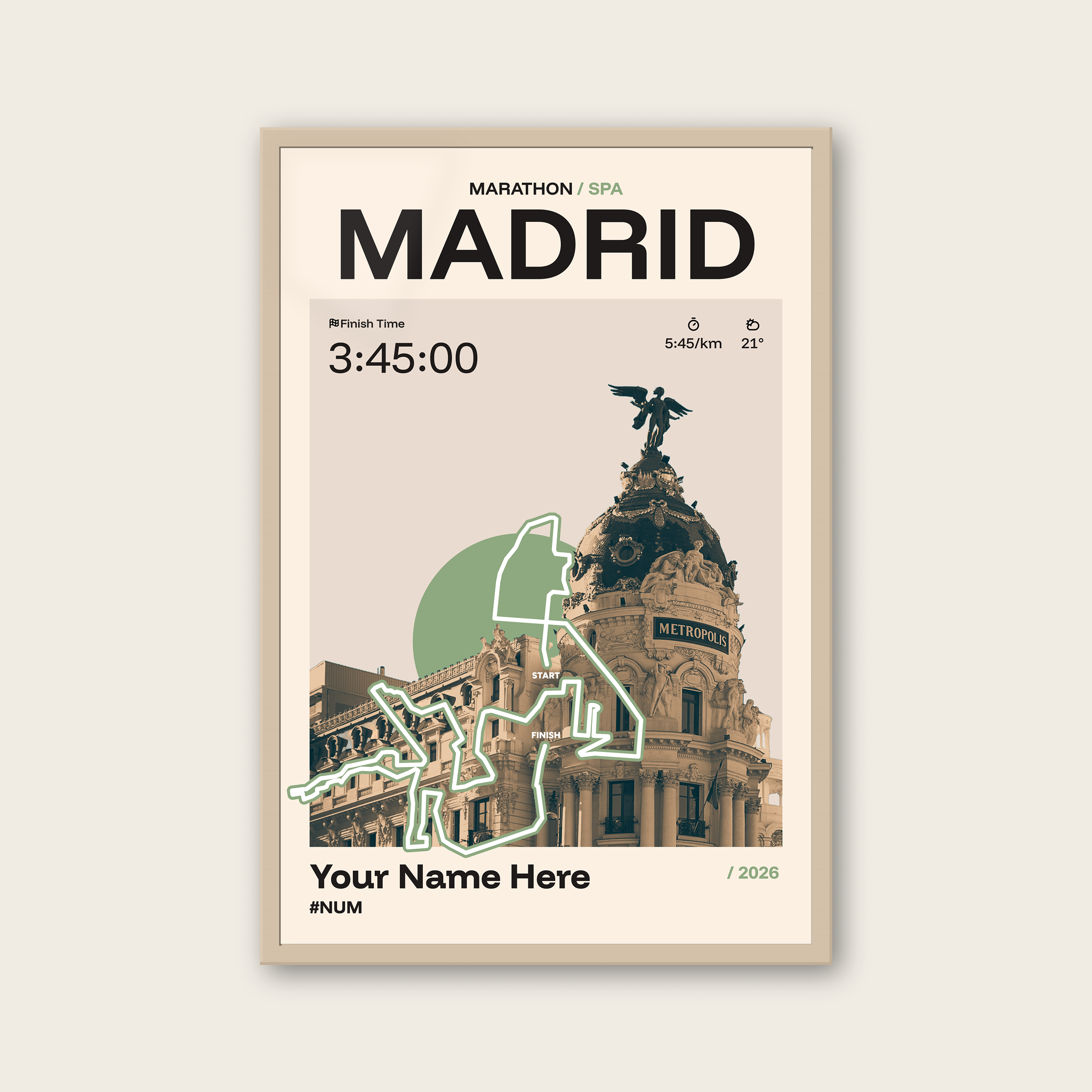 Madrid Marathon Personalised Race Print