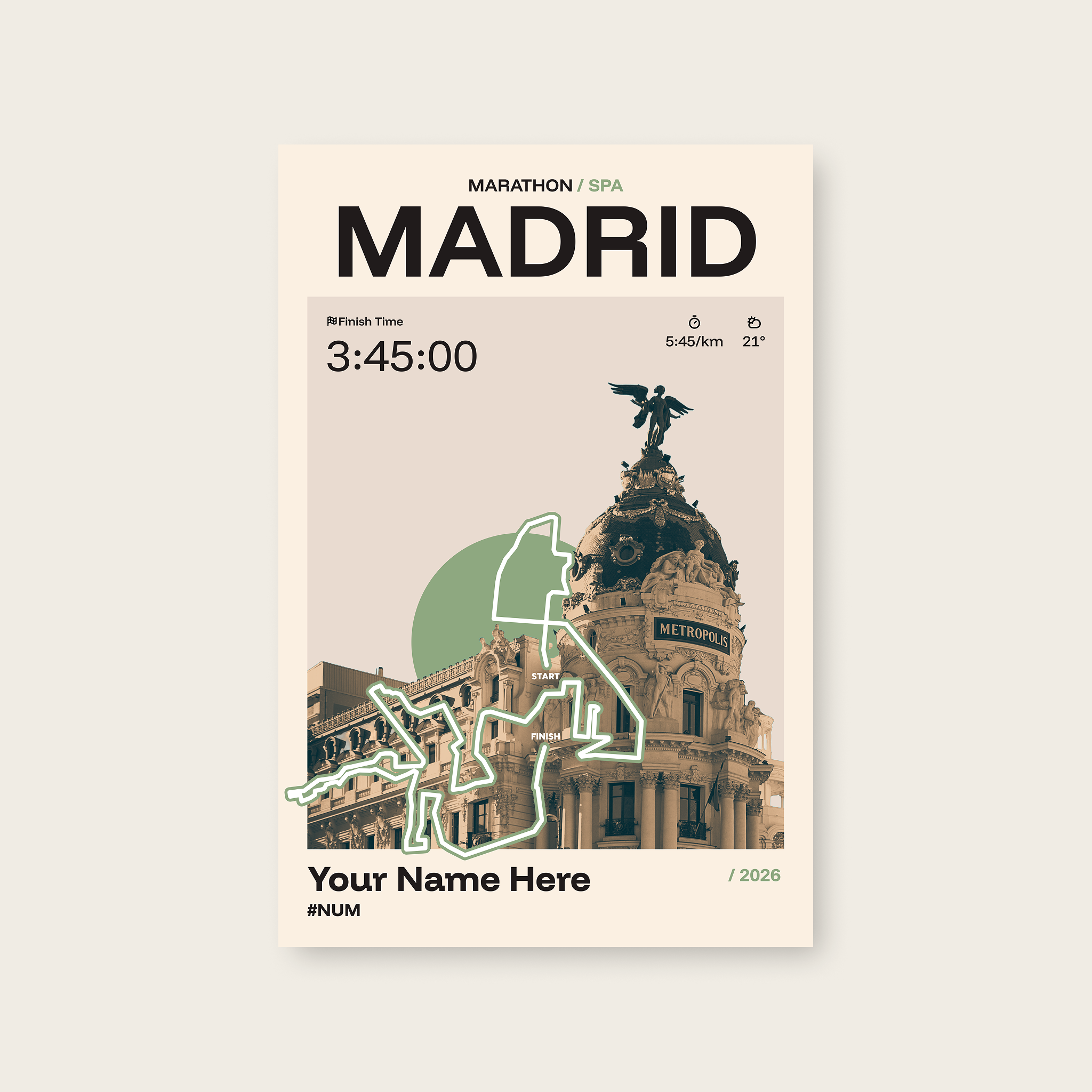 Madrid Marathon Personalised Race Print
