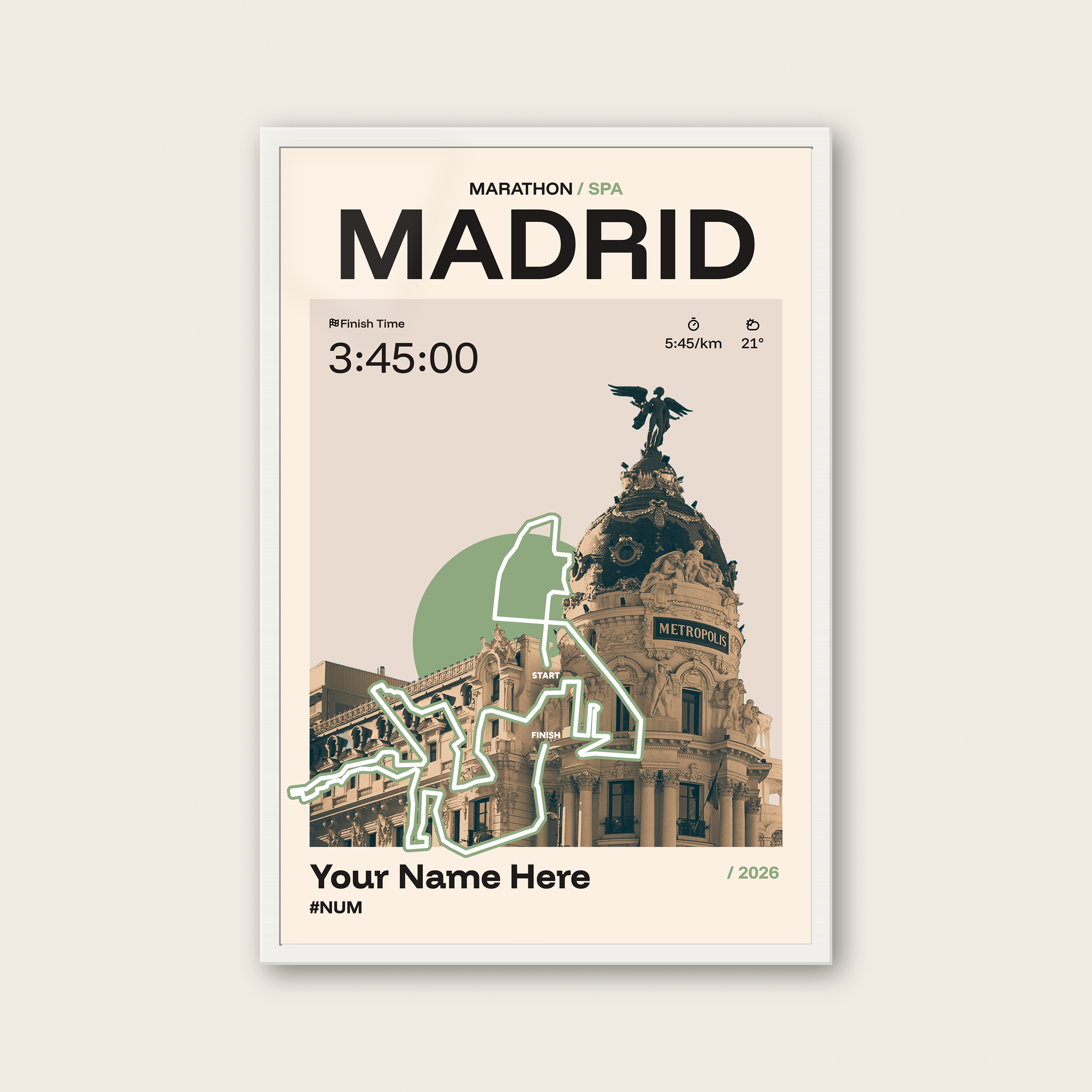 Madrid Marathon Personalised Race Print