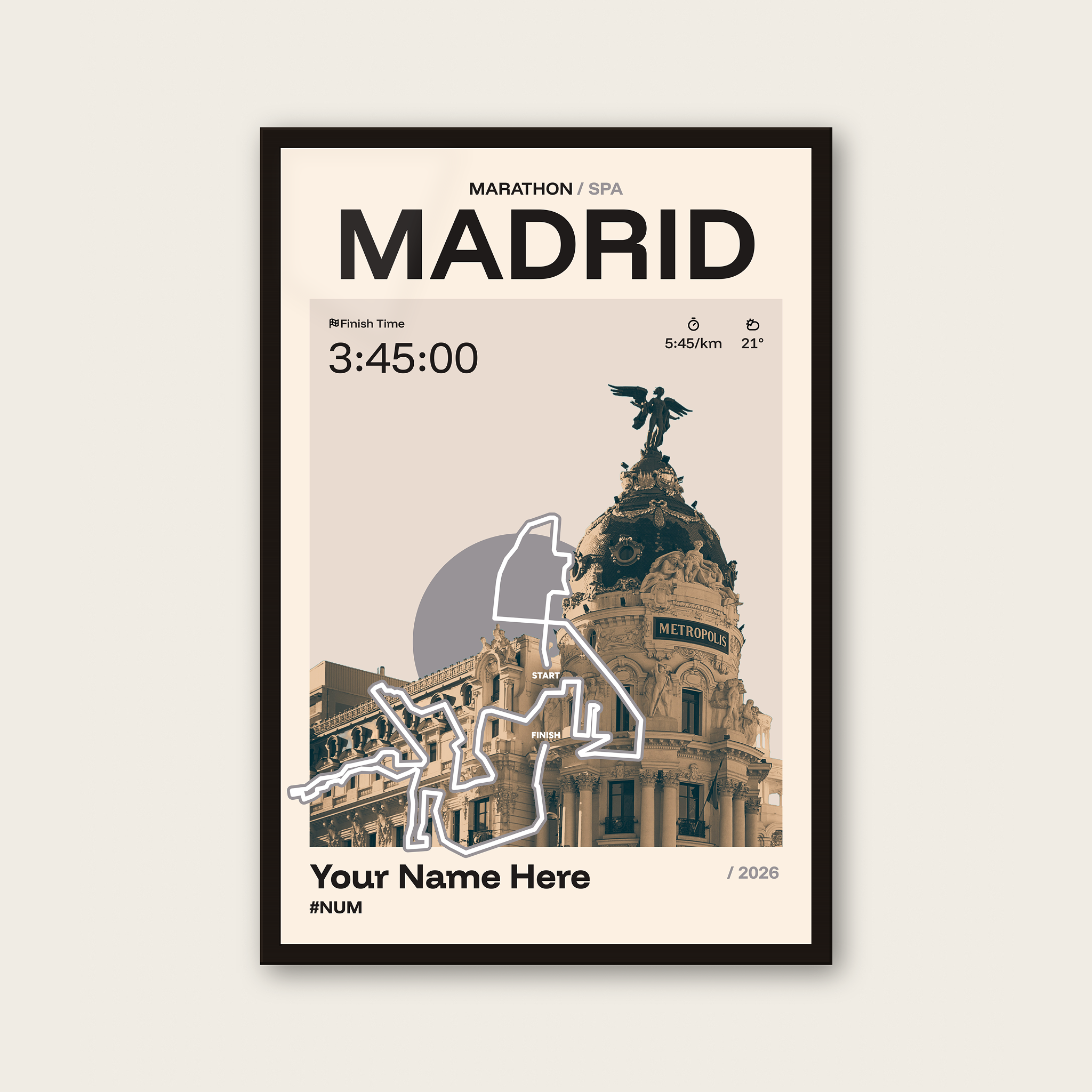 Madrid Marathon Personalised Race Print