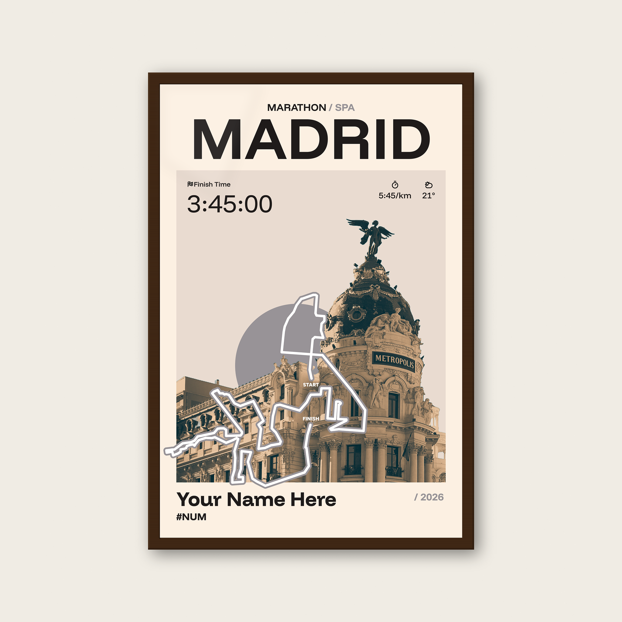 Madrid Marathon Personalised Race Print