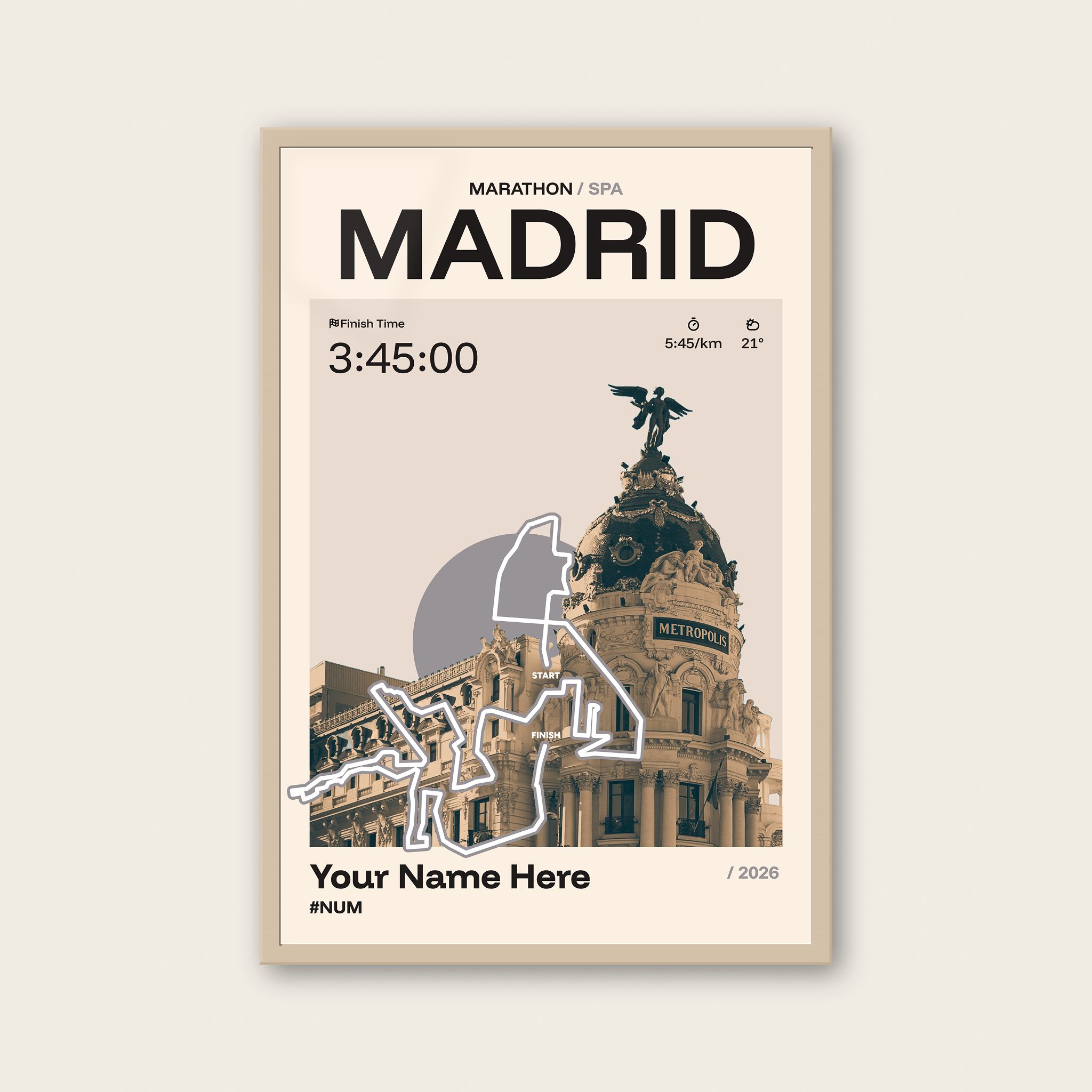 Madrid Marathon Personalised Race Print