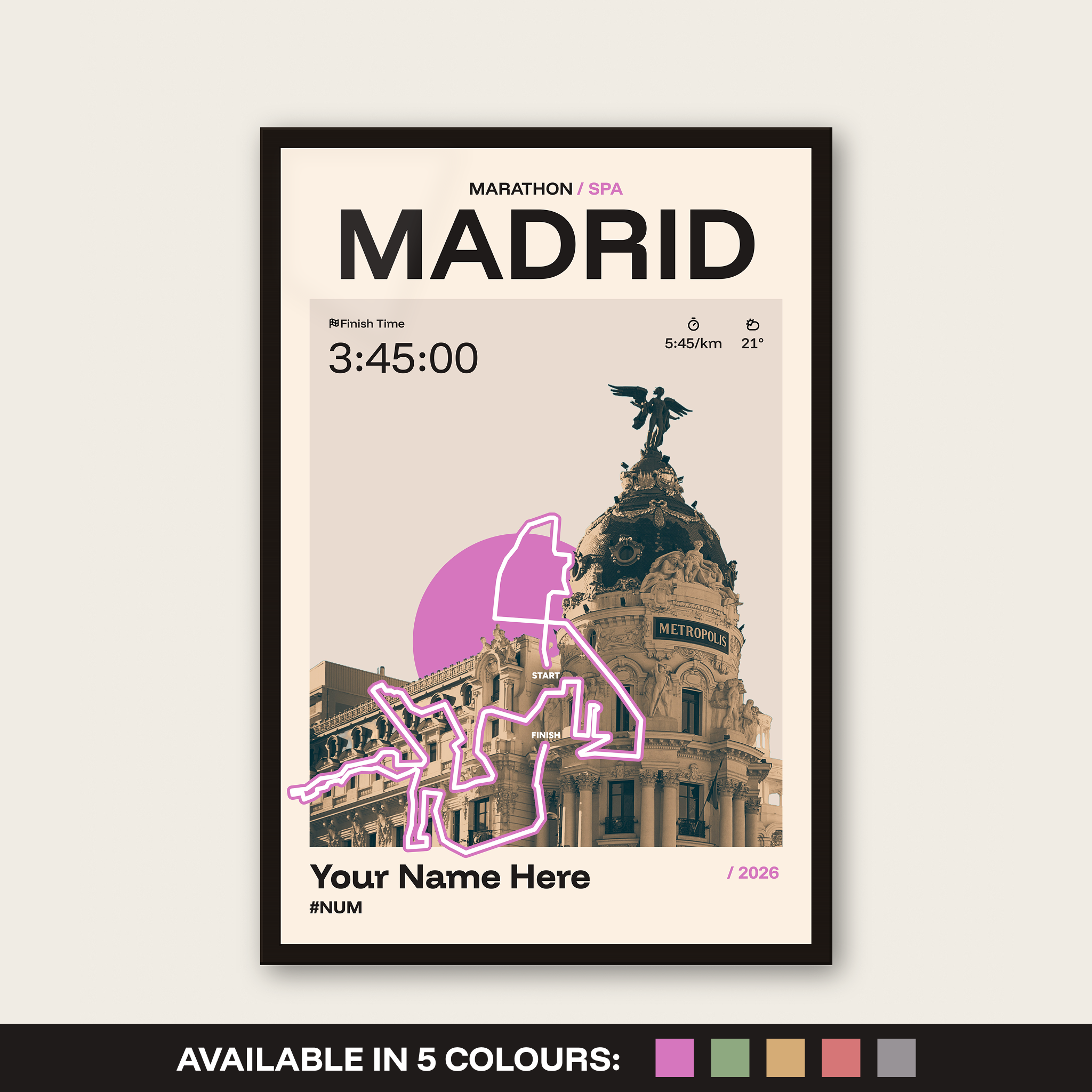 Madrid Marathon Personalised Race Print