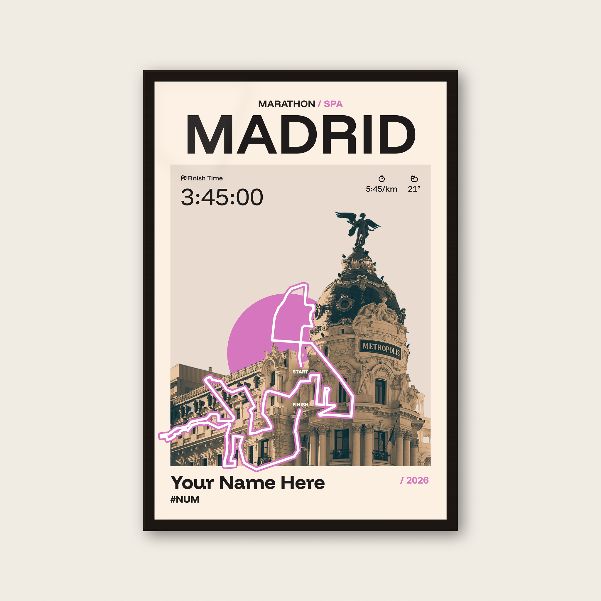 Madrid Marathon Personalised Race Print