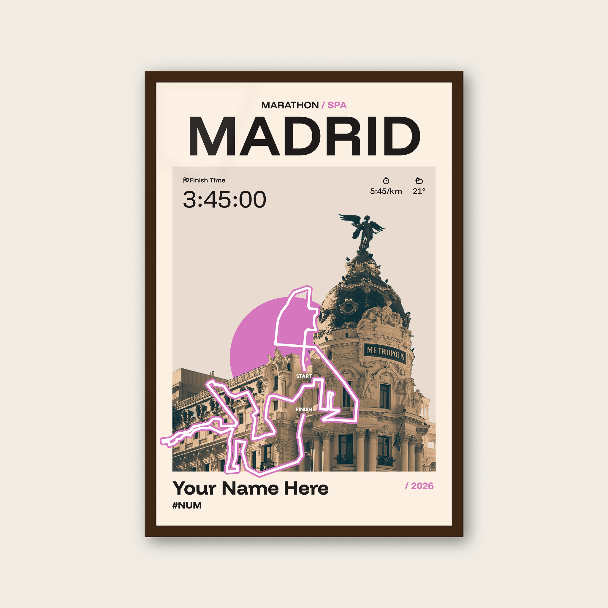 Madrid Marathon Personalised Race Print