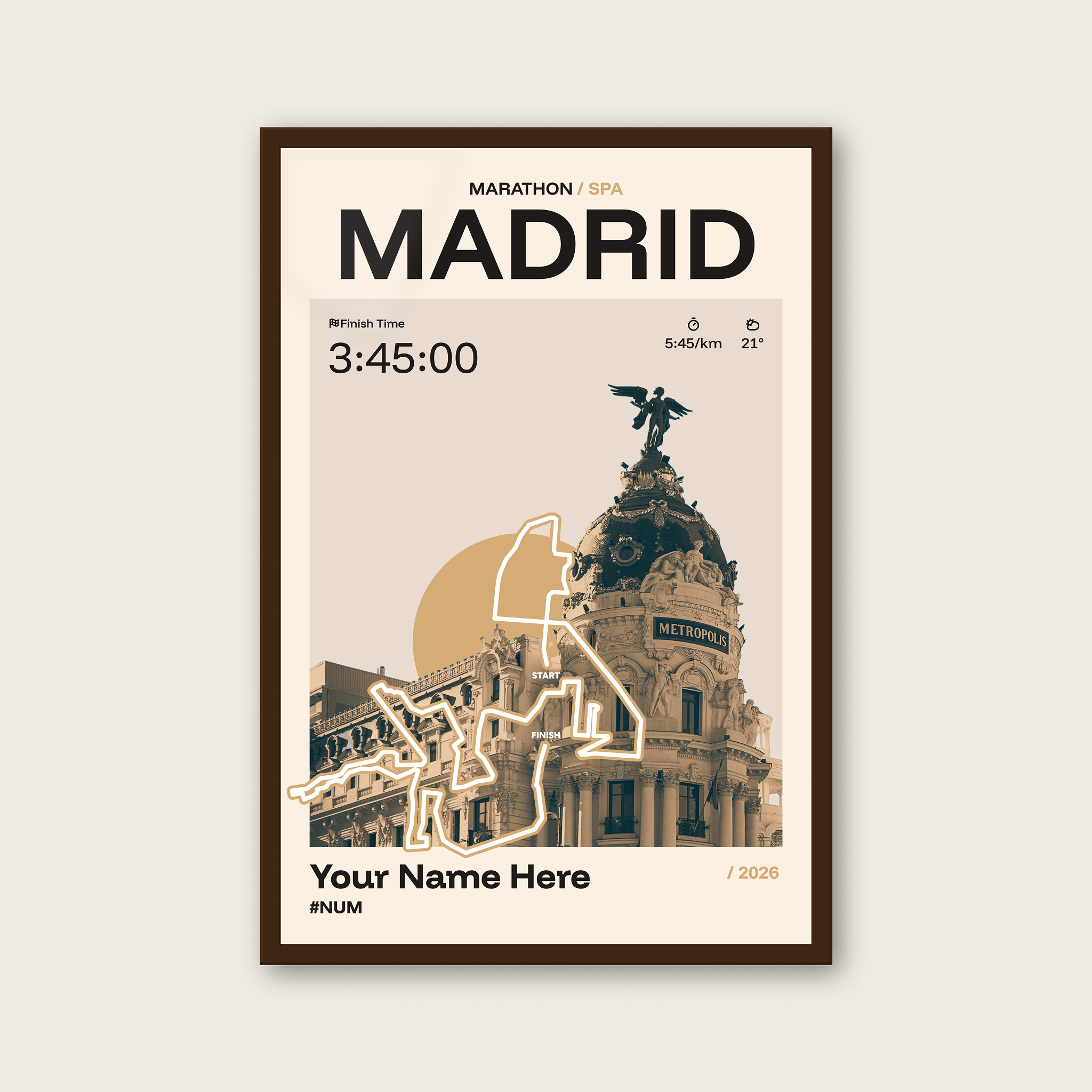 Madrid Marathon Personalised Race Print
