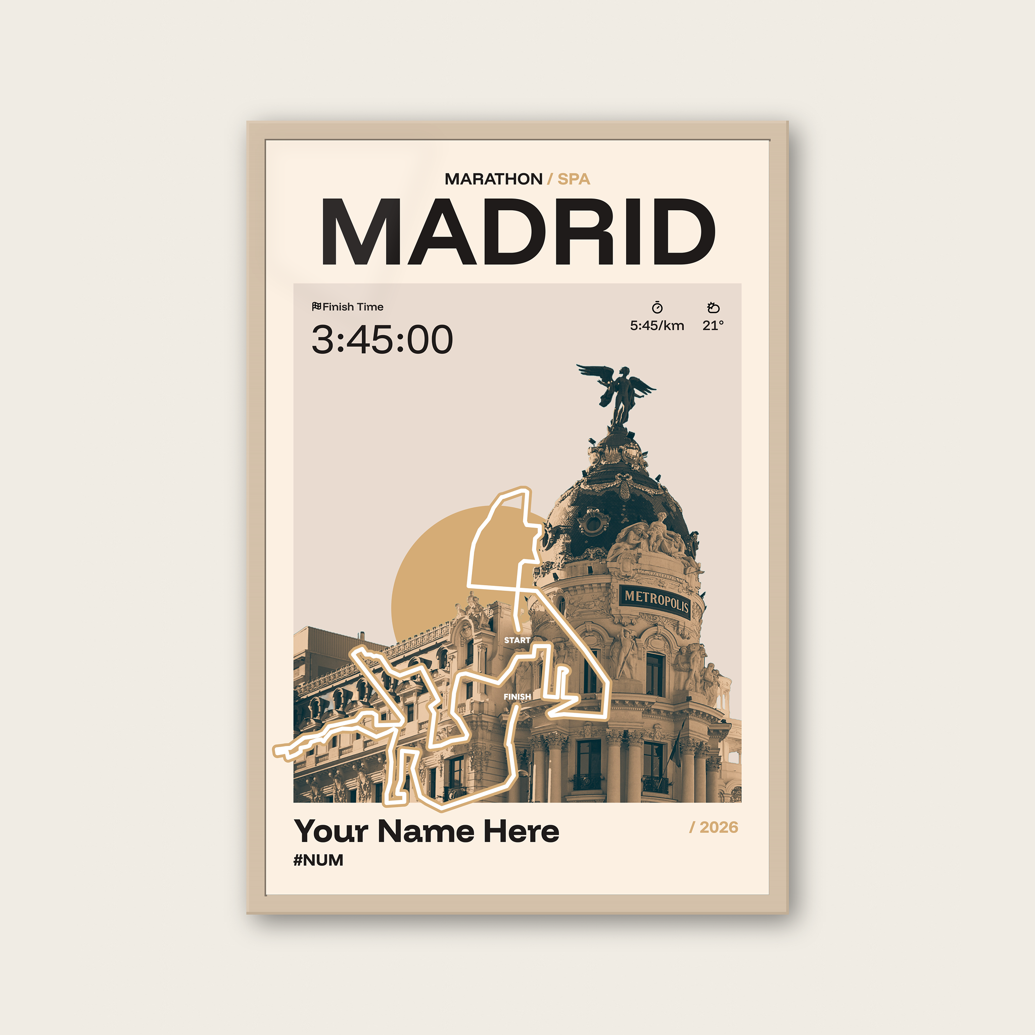 Madrid Marathon Personalised Race Print