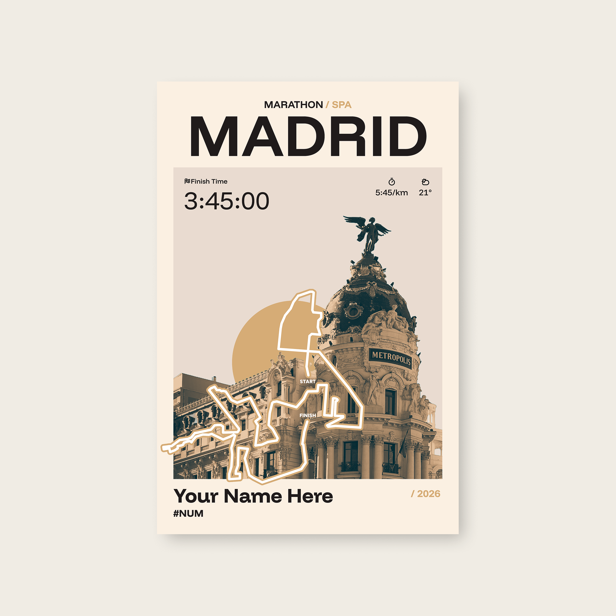 Madrid Marathon Personalised Race Print