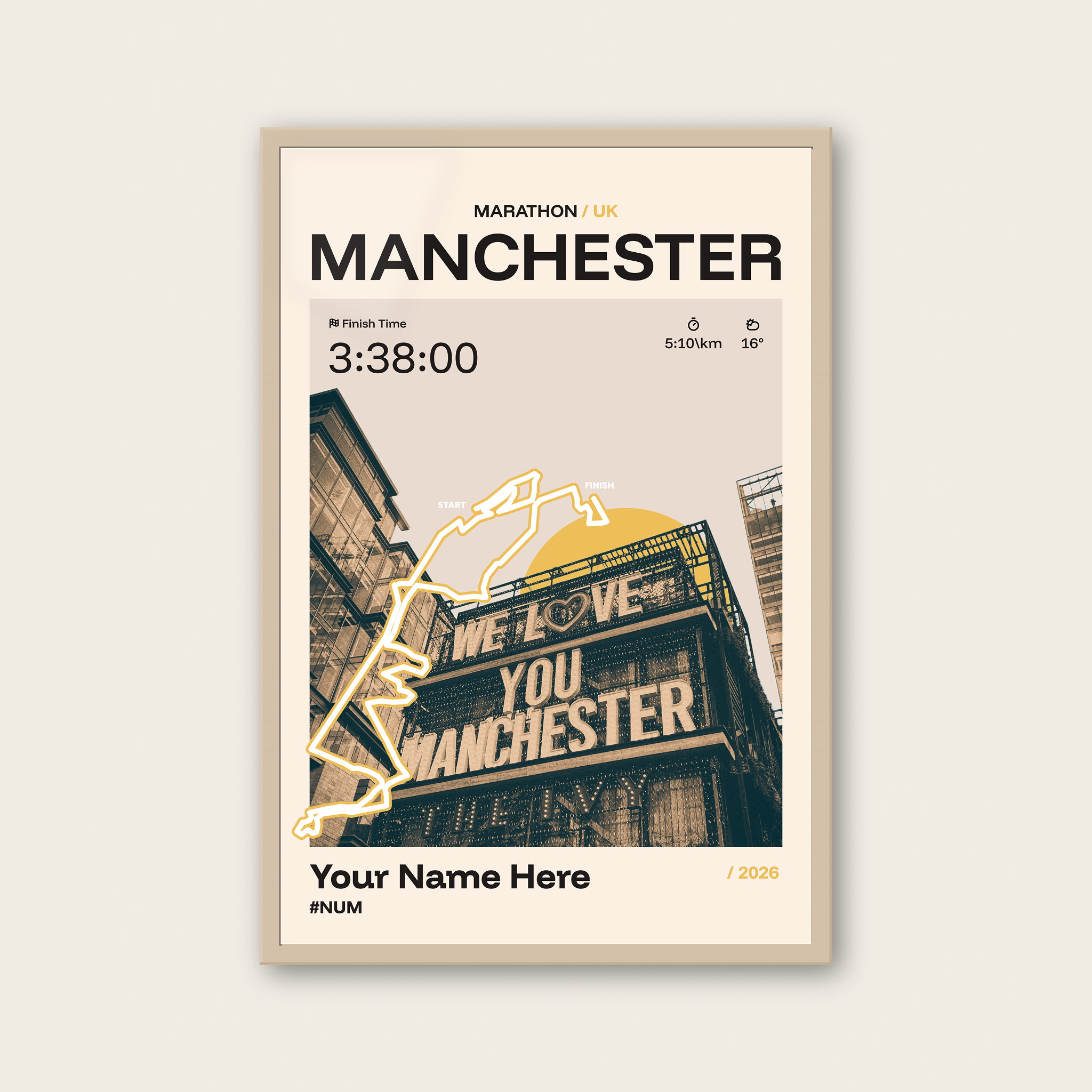 Manchester Marathon Personalised Race Print