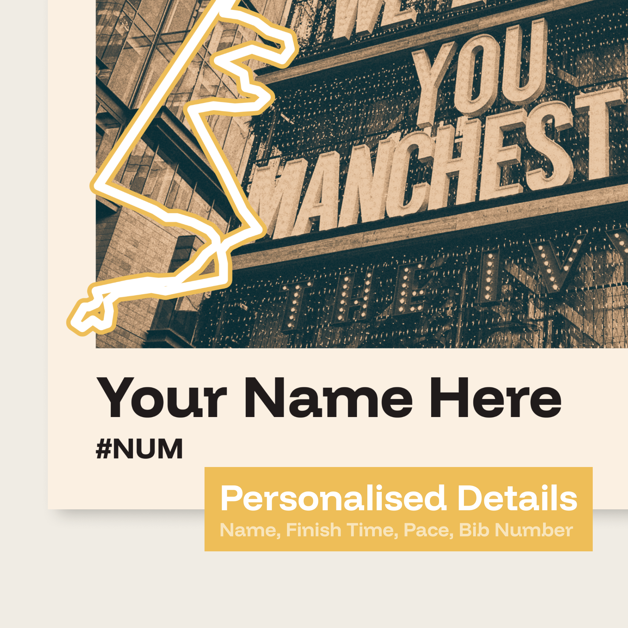 Manchester Marathon Personalised Race Print