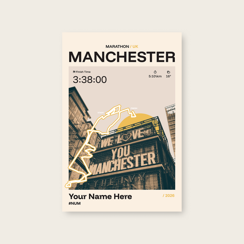Manchester Marathon Personalised Race Print
