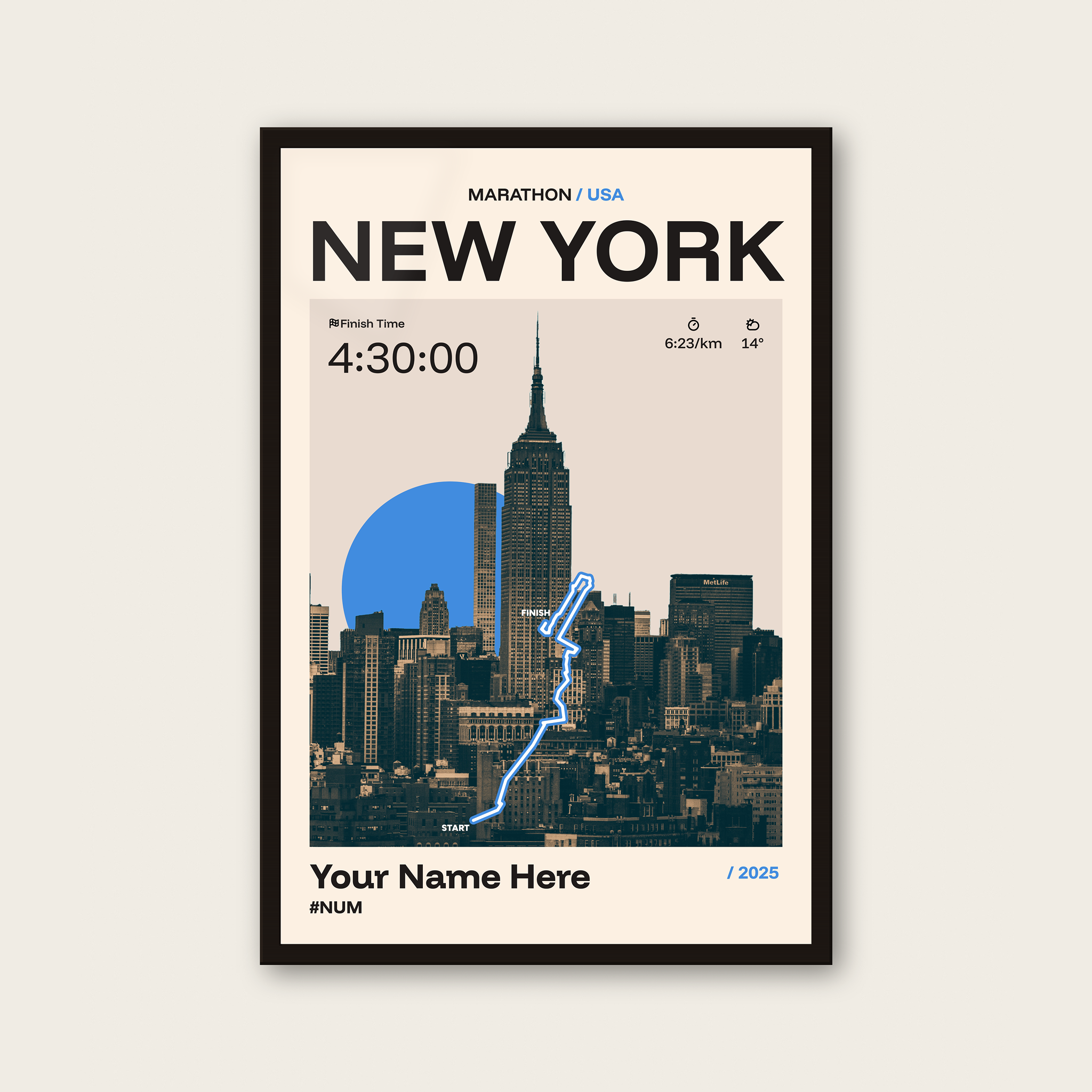 New York Marathon Personalised Race Print