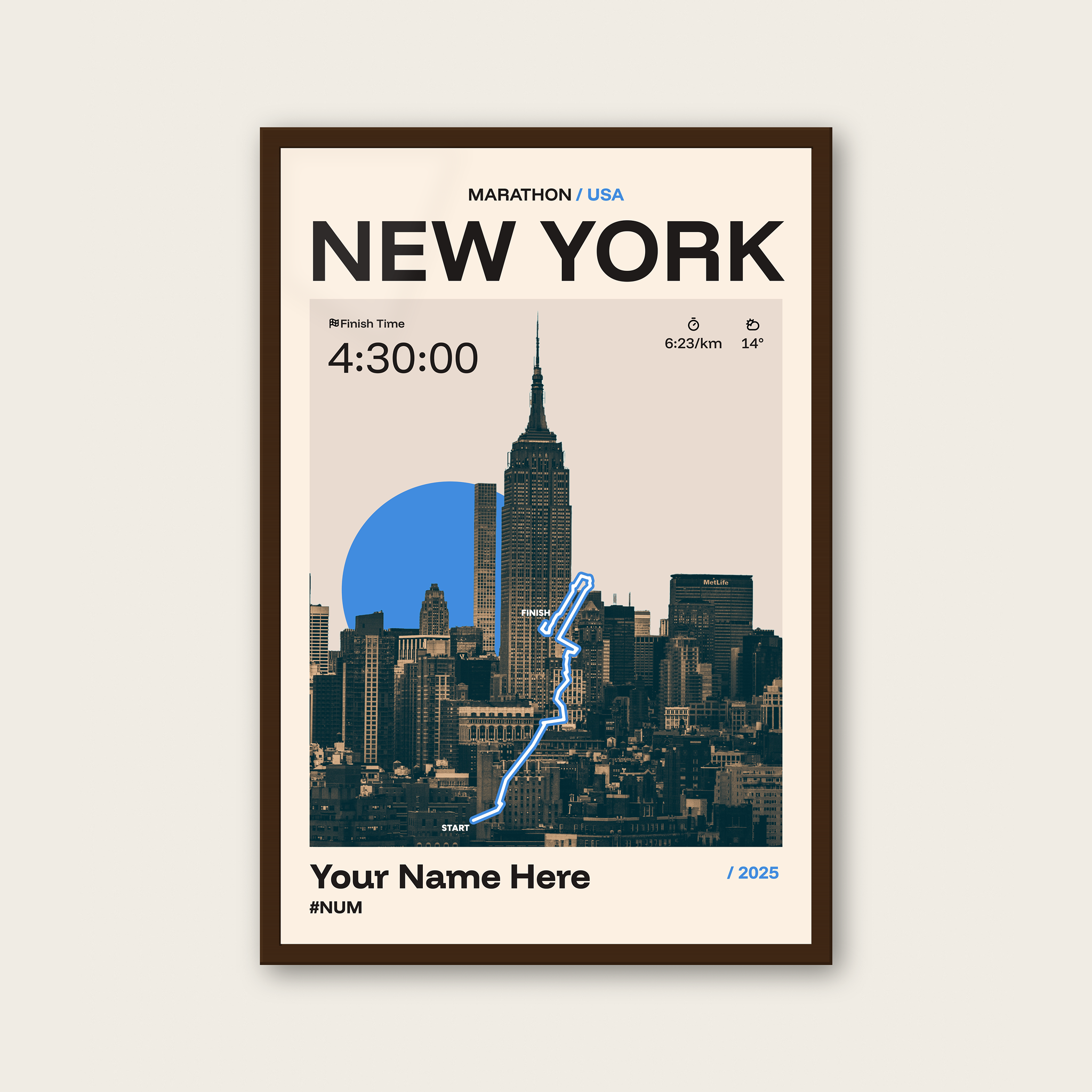 New York Marathon Personalised Race Print