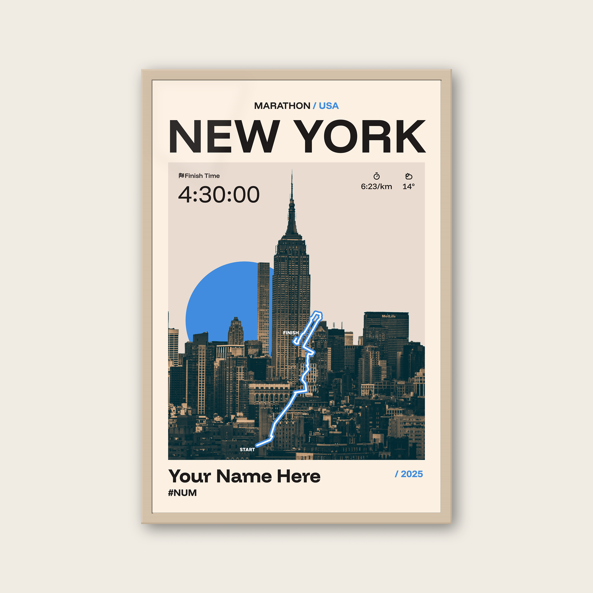 New York Marathon Personalised Race Print