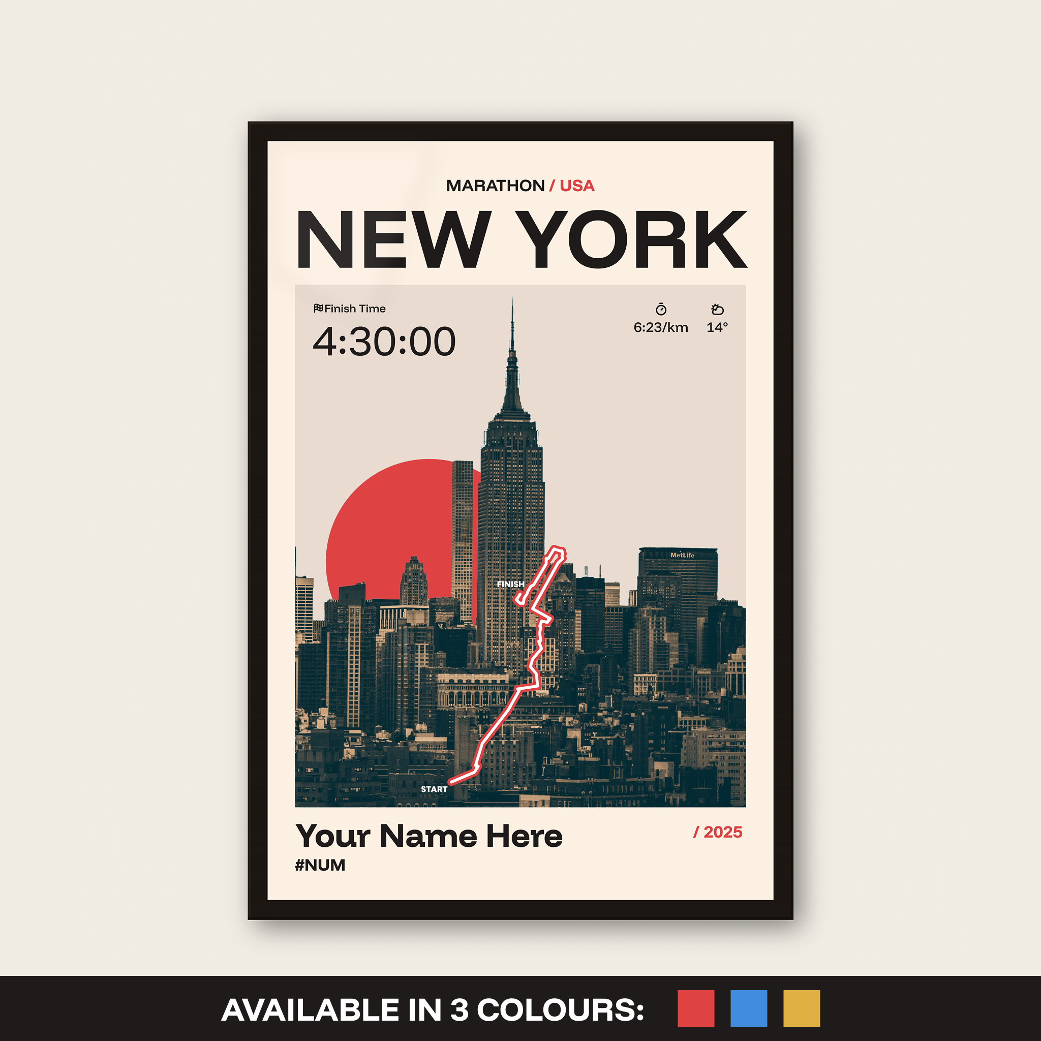 New York Marathon Personalised Race Print
