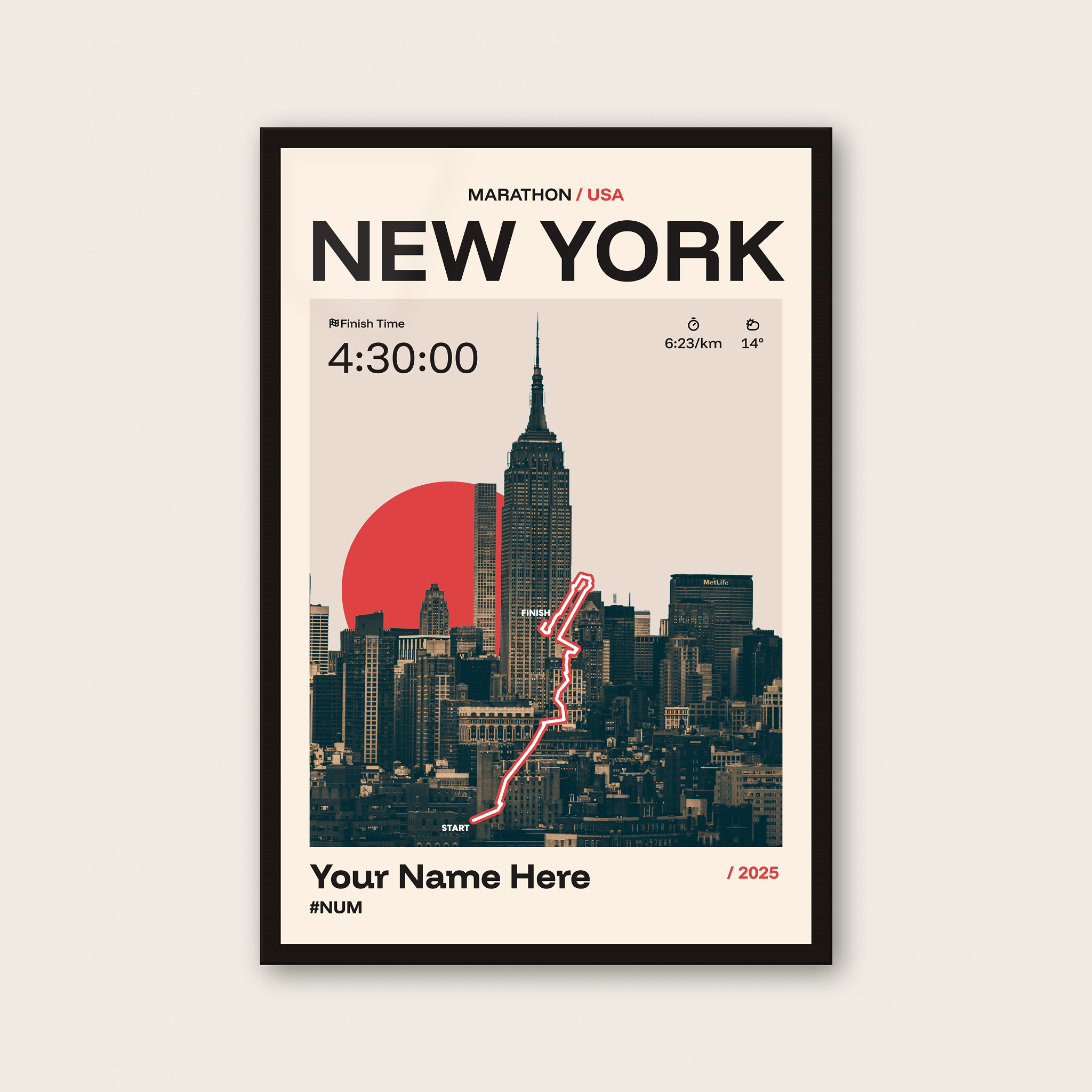 New York Marathon Personalised Race Print