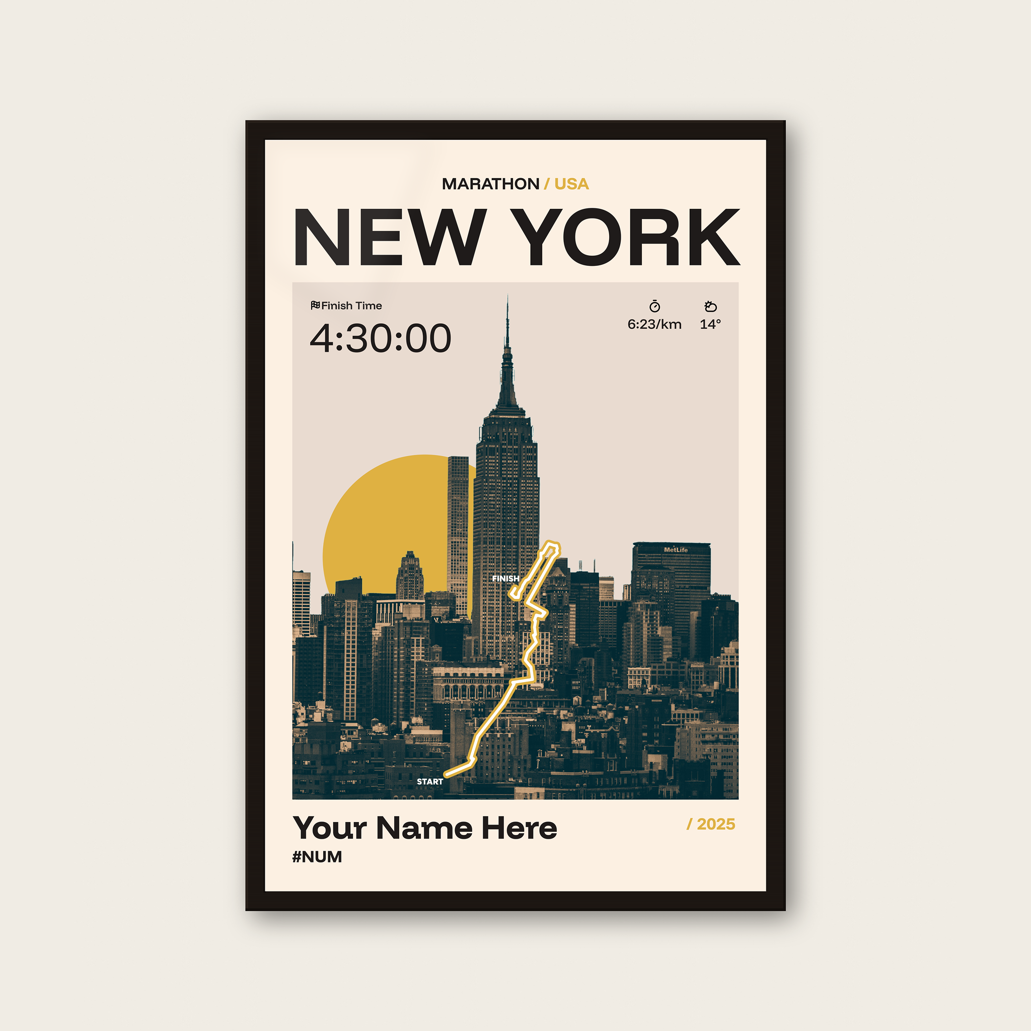 New York Marathon Personalised Race Print