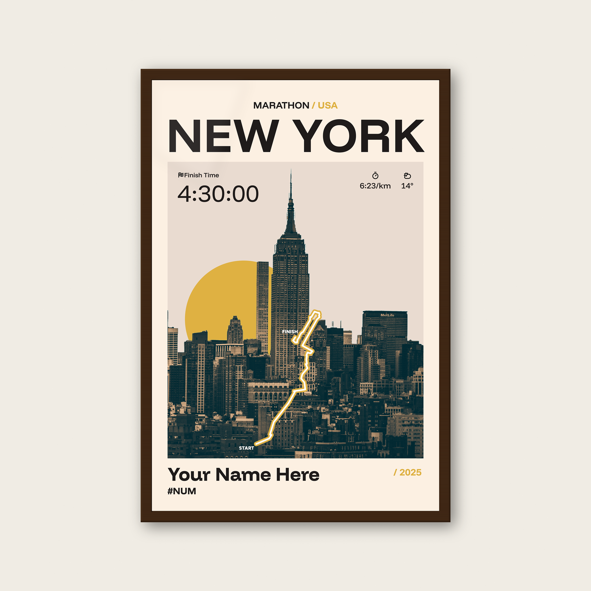 New York Marathon Personalised Race Print