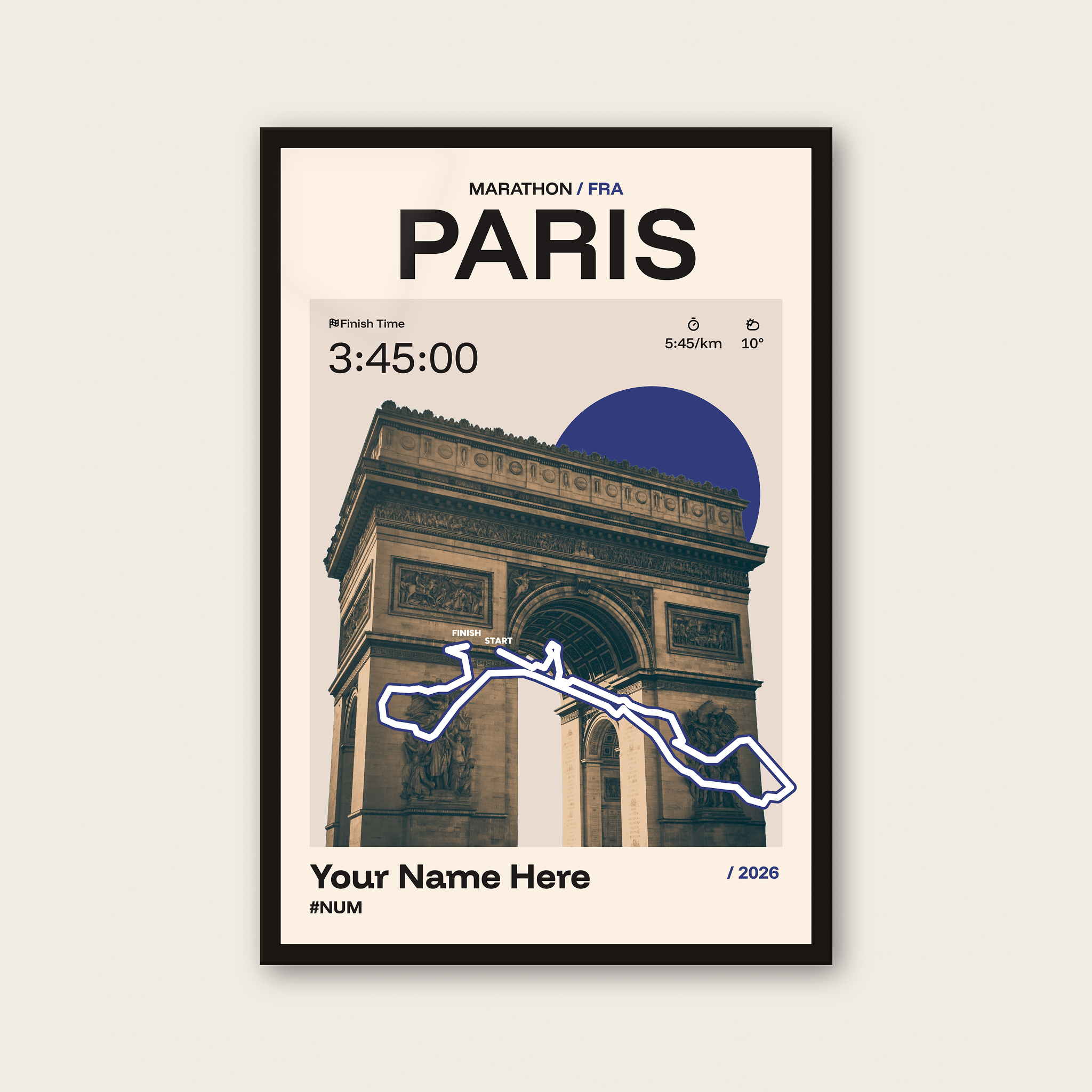 Paris Marathon Personalised Race Print