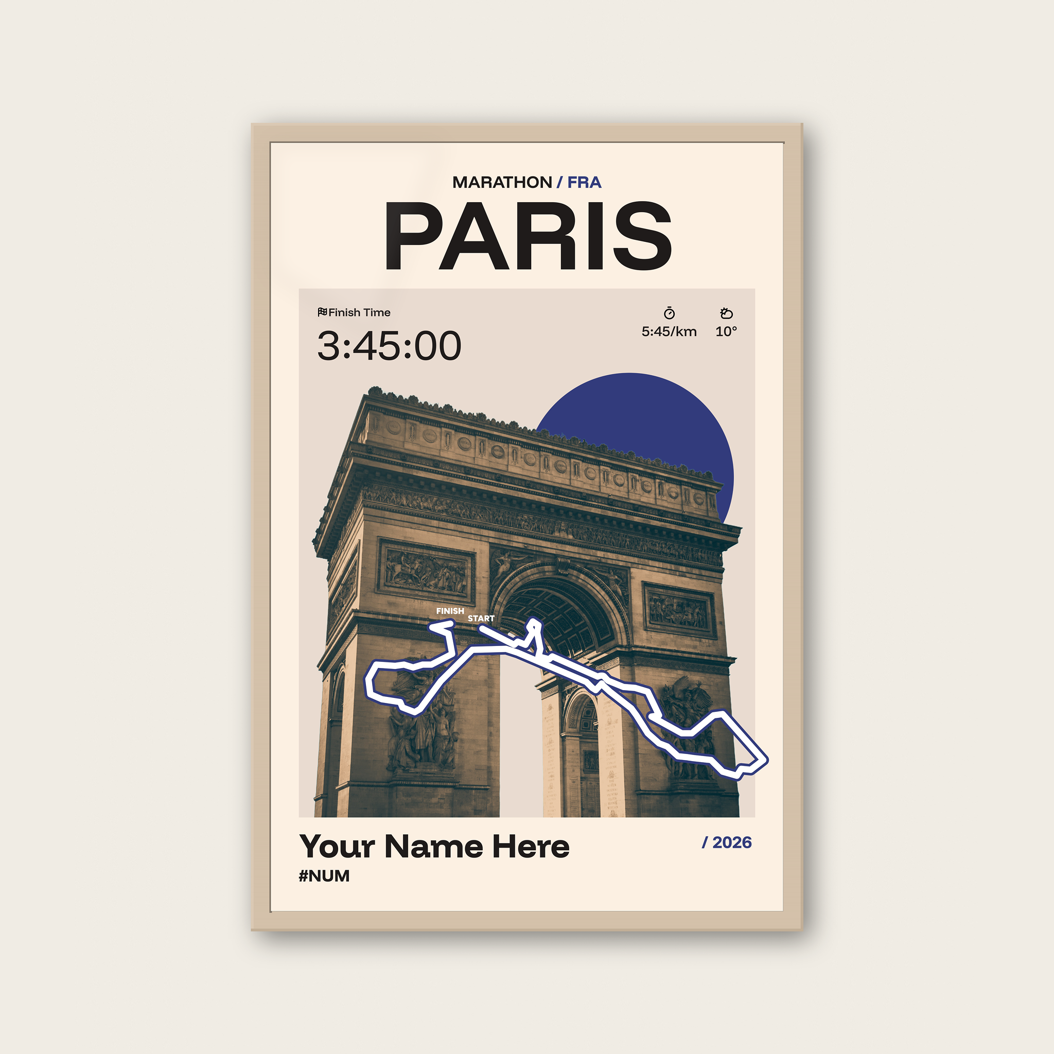Paris Marathon Personalised Race Print