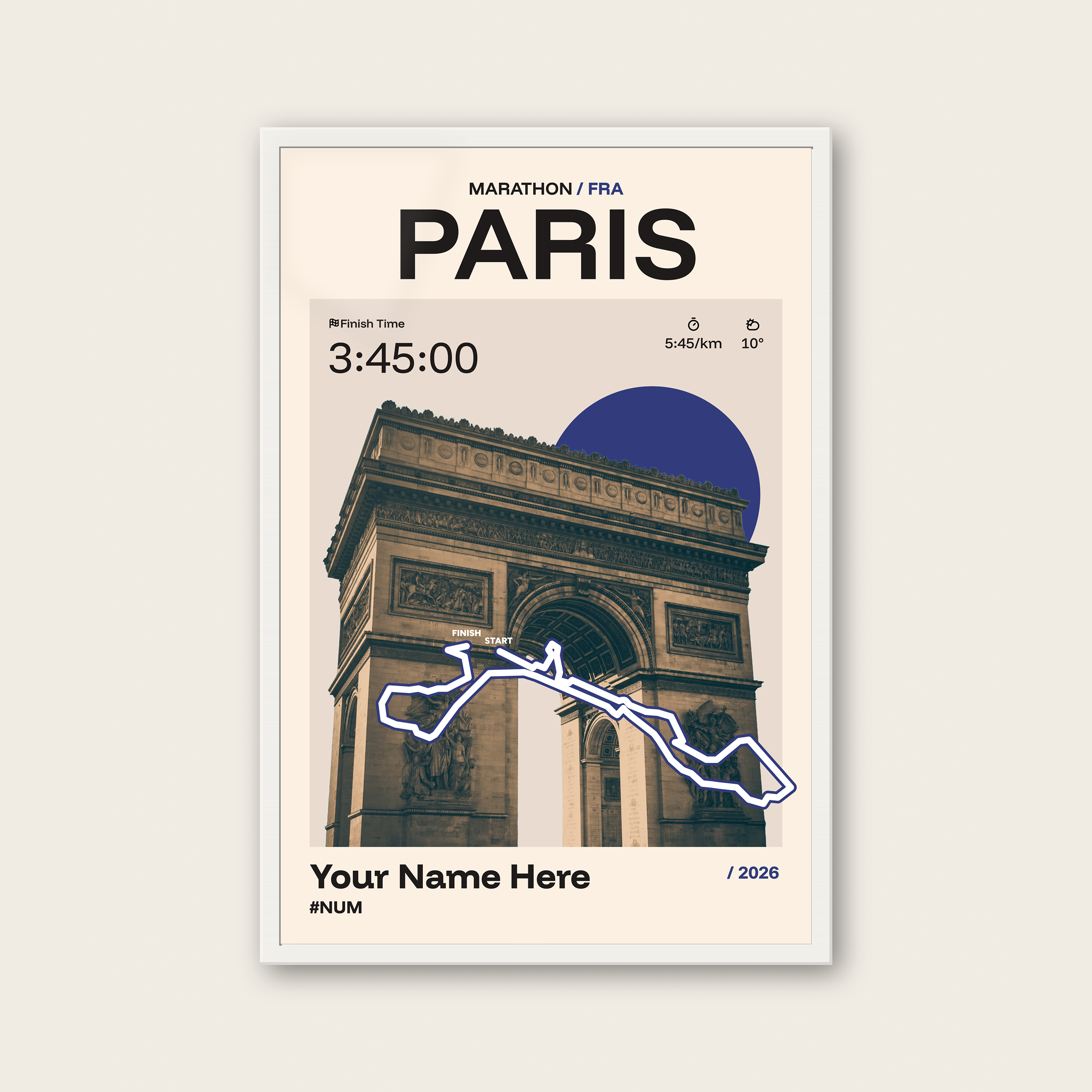 Paris Marathon Personalised Race Print