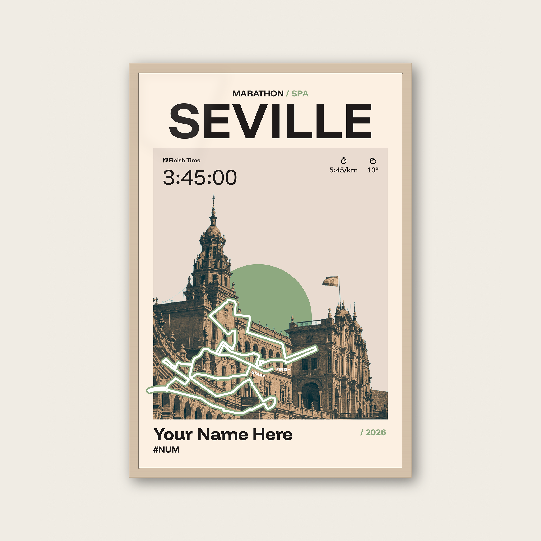 Seville Marathon Personalised Race Print