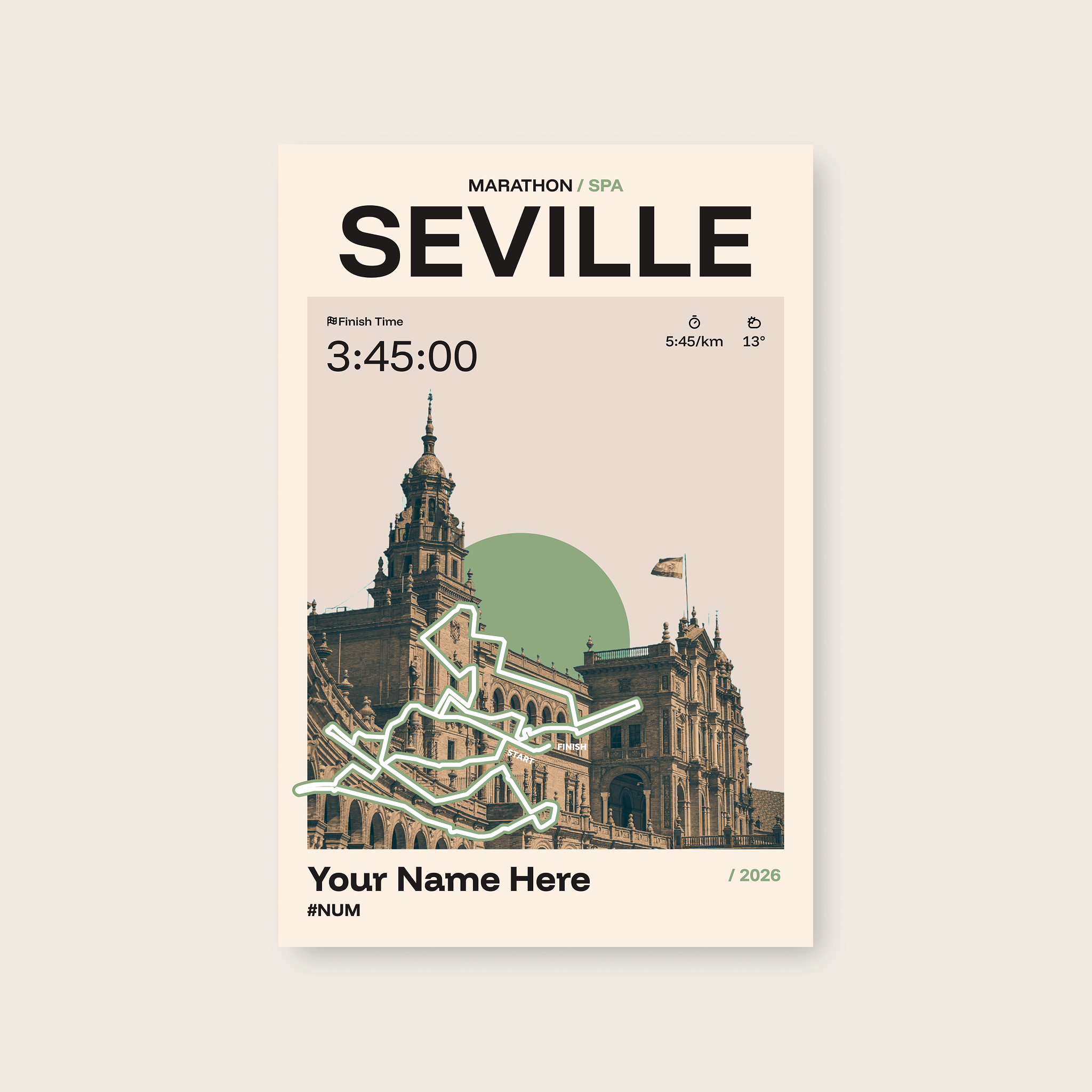 Seville Marathon Personalised Race Print