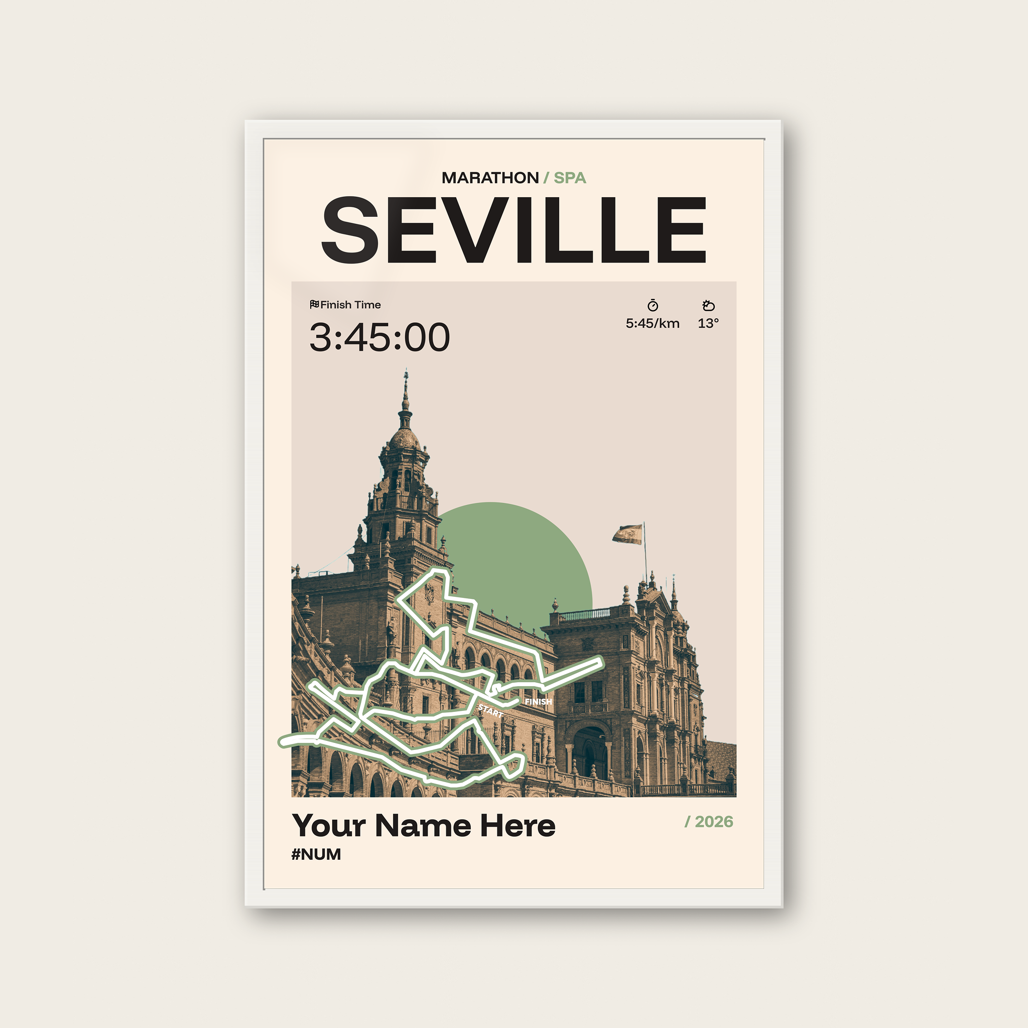 Seville Marathon Personalised Race Print
