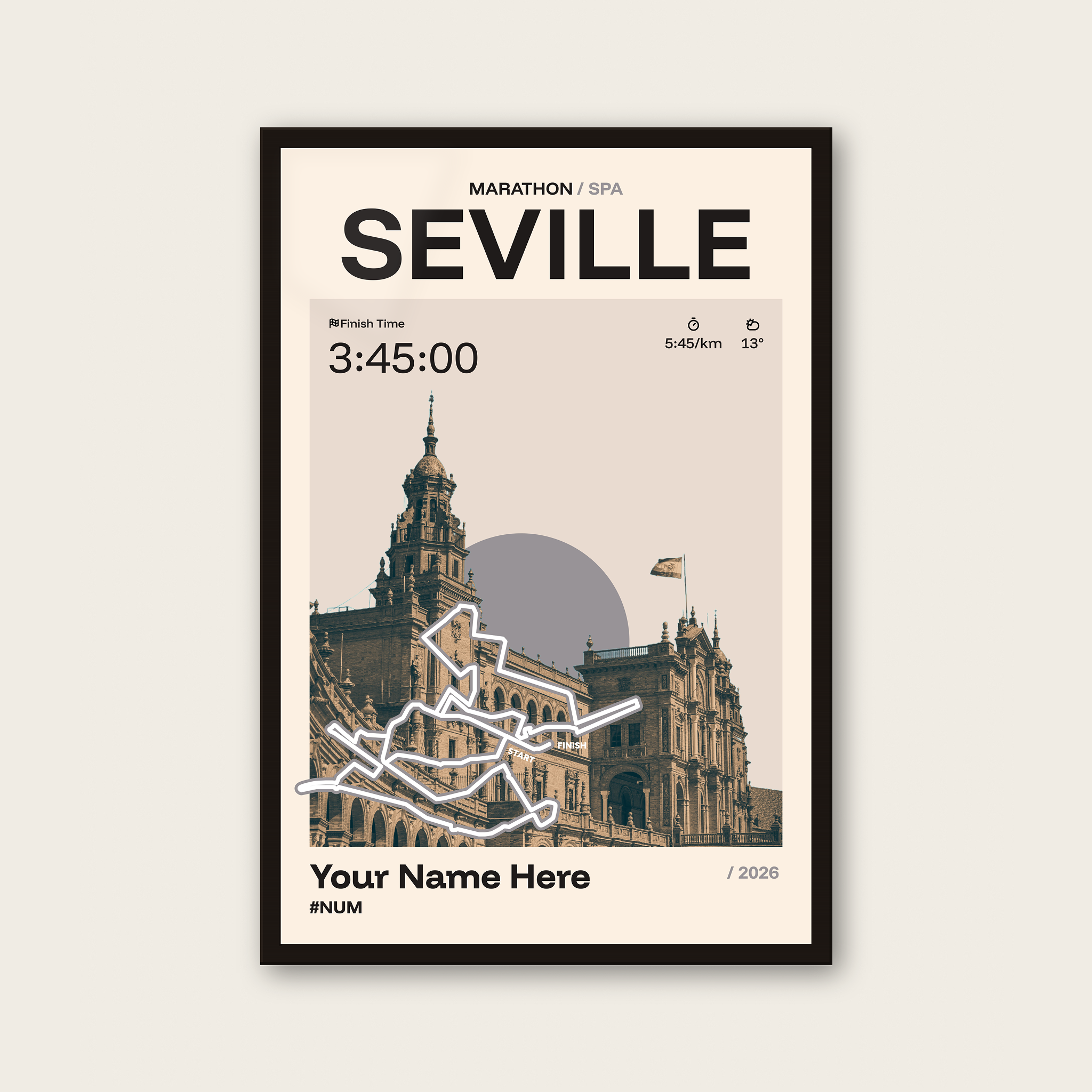 Seville Marathon Personalised Race Print