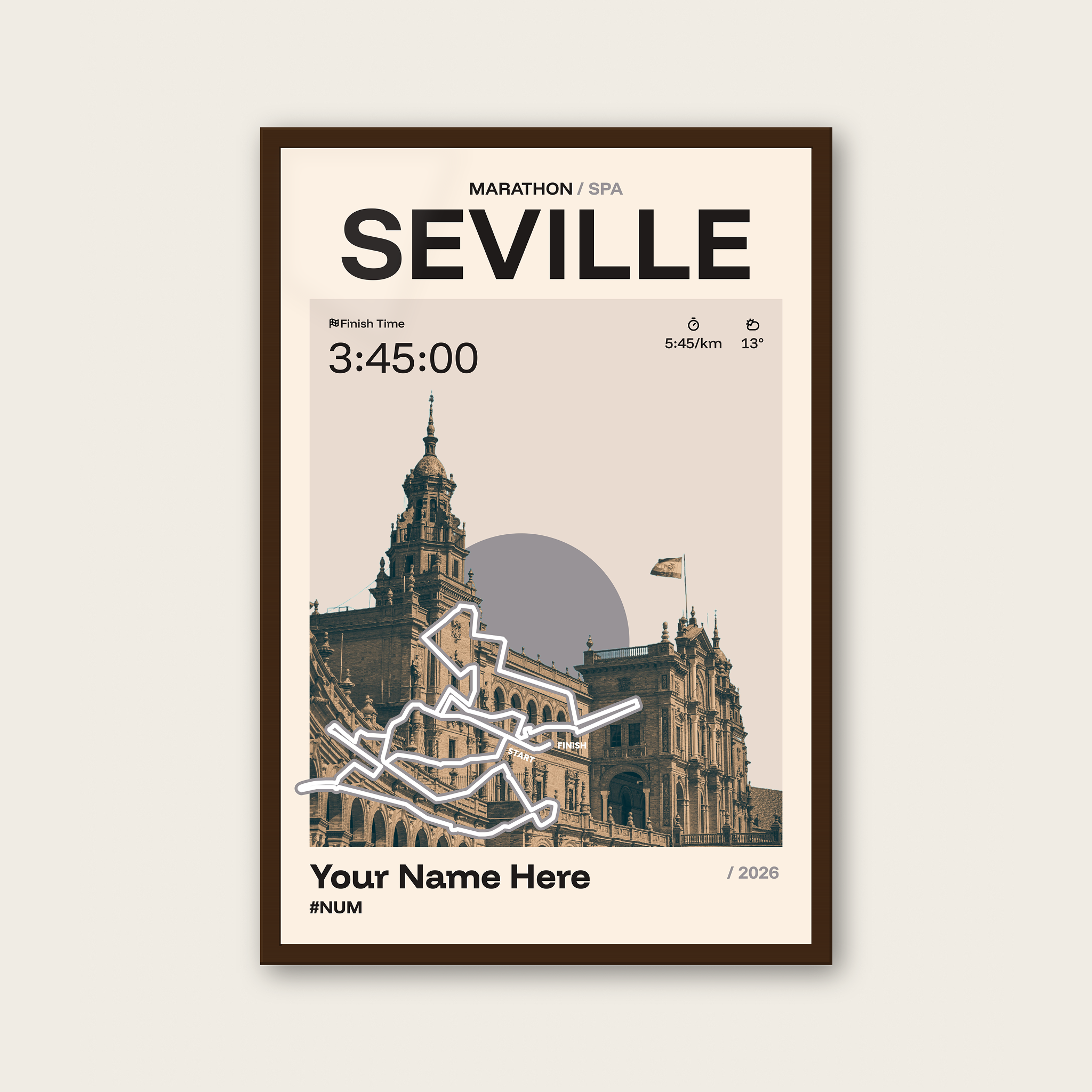 Seville Marathon Personalised Race Print