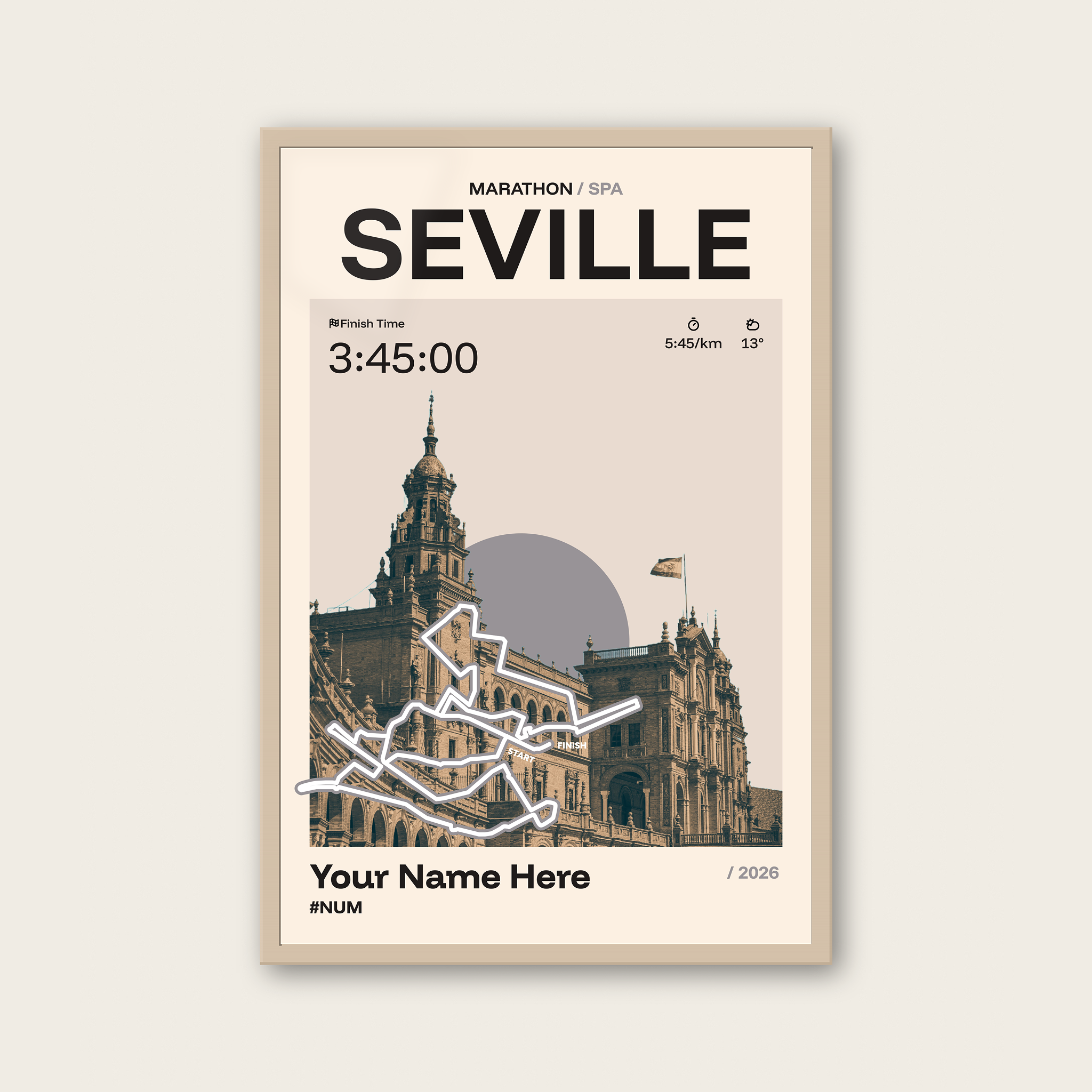 Seville Marathon Personalised Race Print