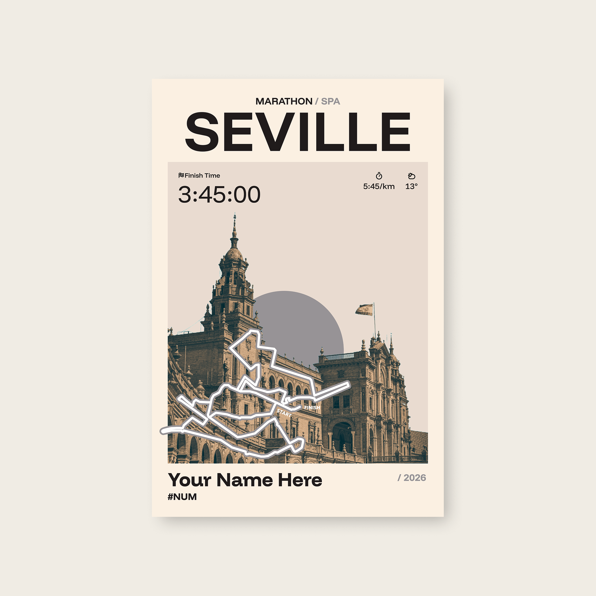 Seville Marathon Personalised Race Print