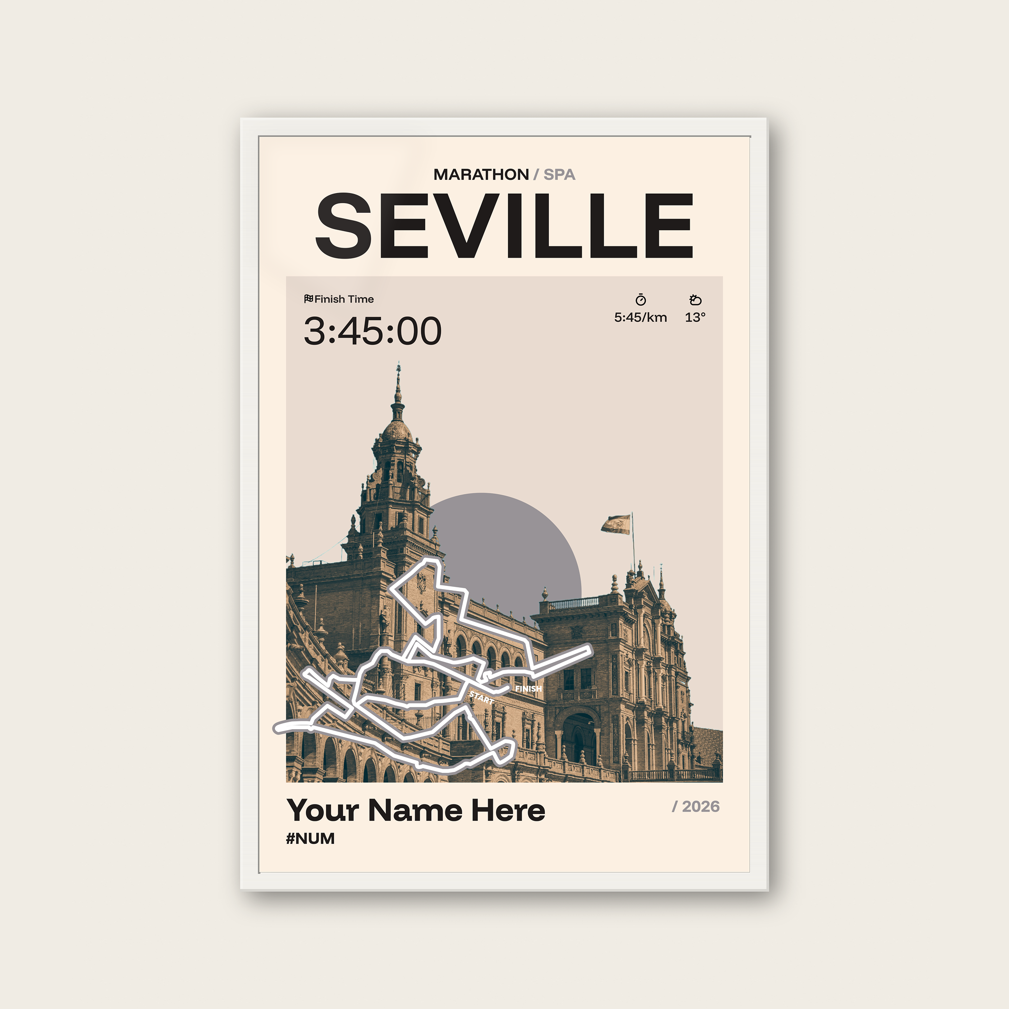 Seville Marathon Personalised Race Print