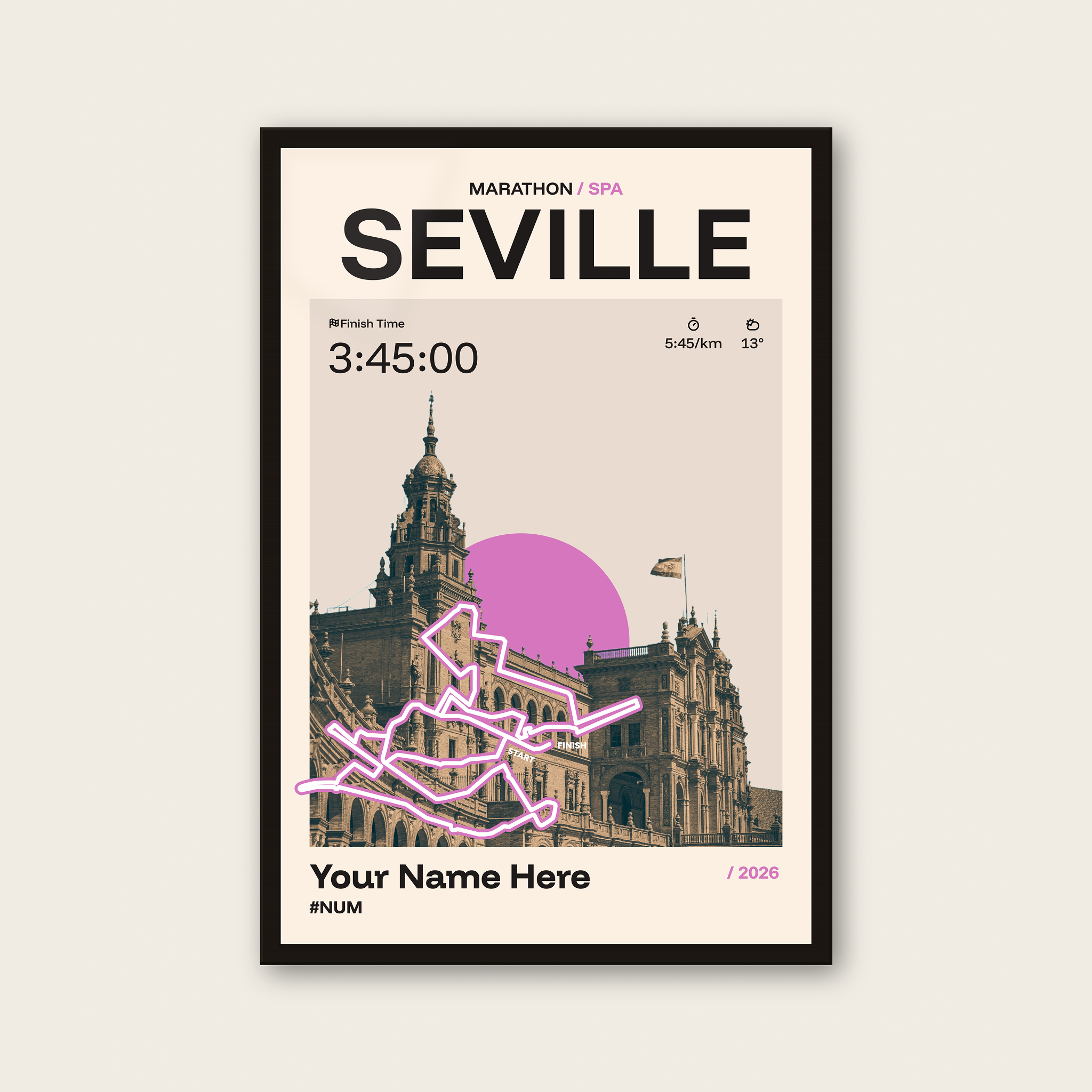 Seville Marathon Personalised Race Print