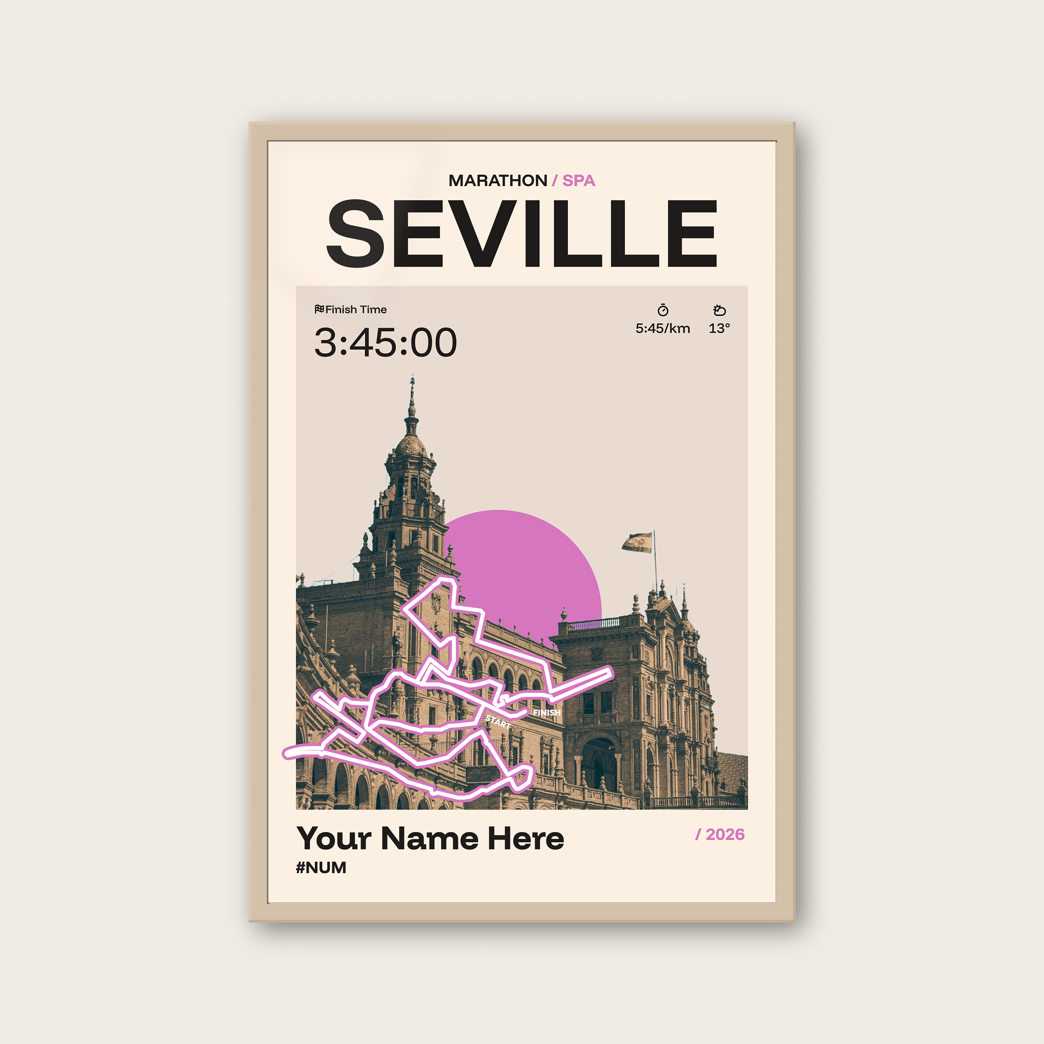 Seville Marathon Personalised Race Print