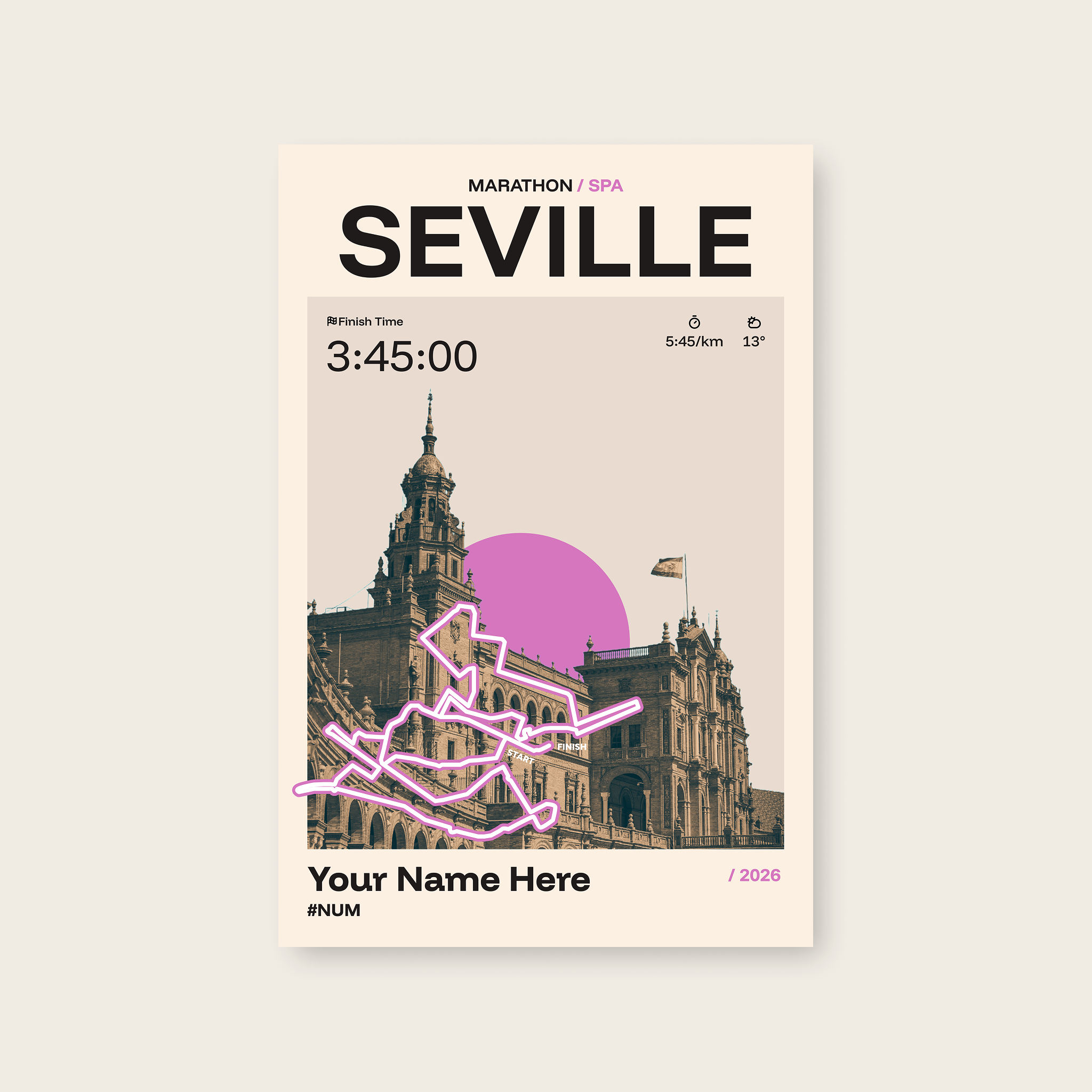 Seville Marathon Personalised Race Print