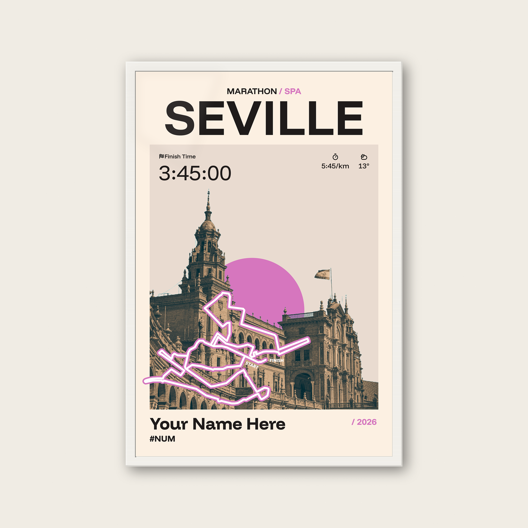 Seville Marathon Personalised Race Print