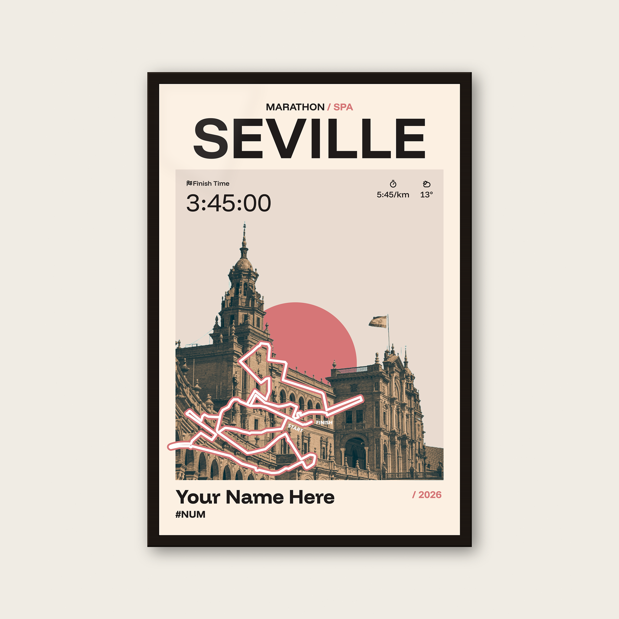 Seville Marathon Personalised Race Print
