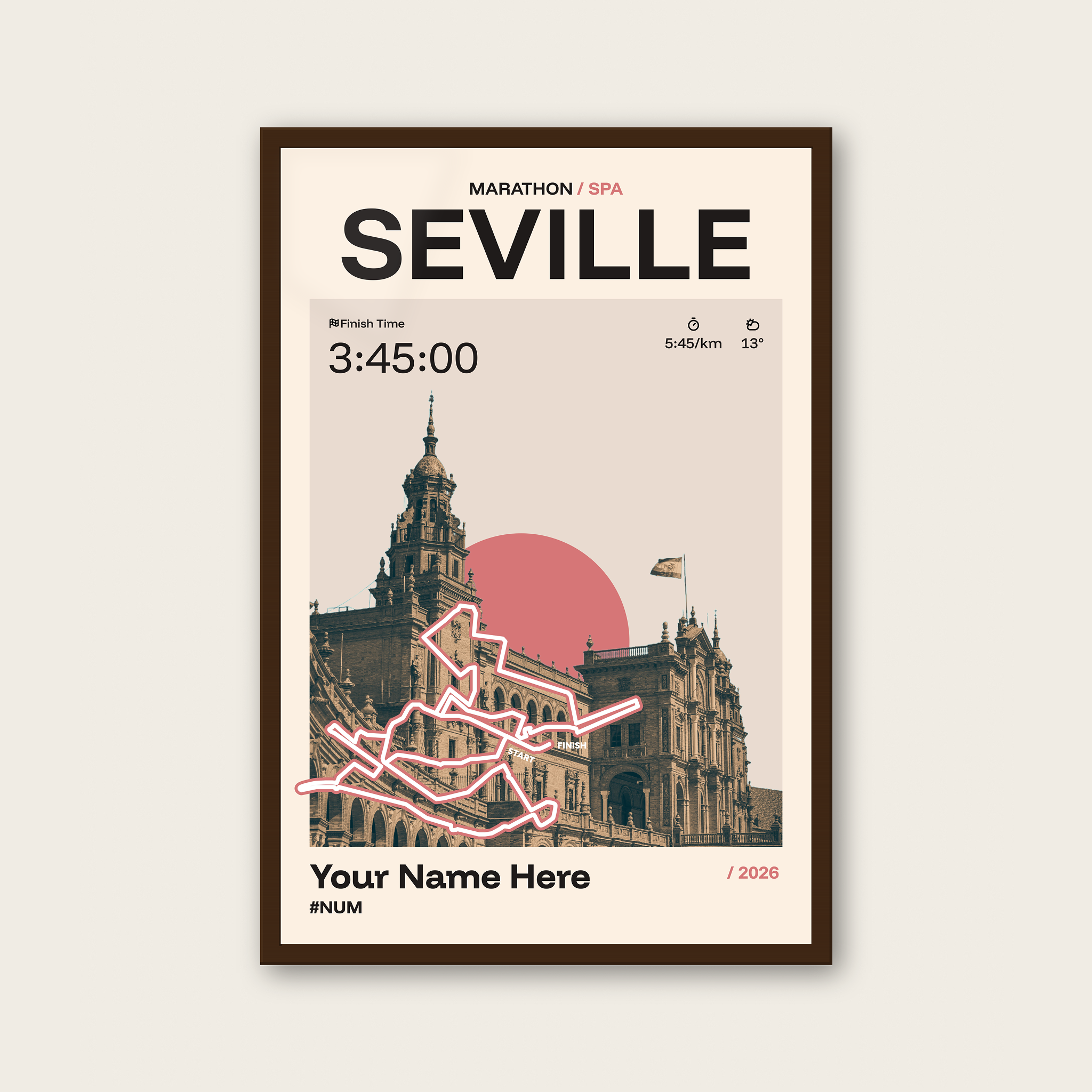 Seville Marathon Personalised Race Print