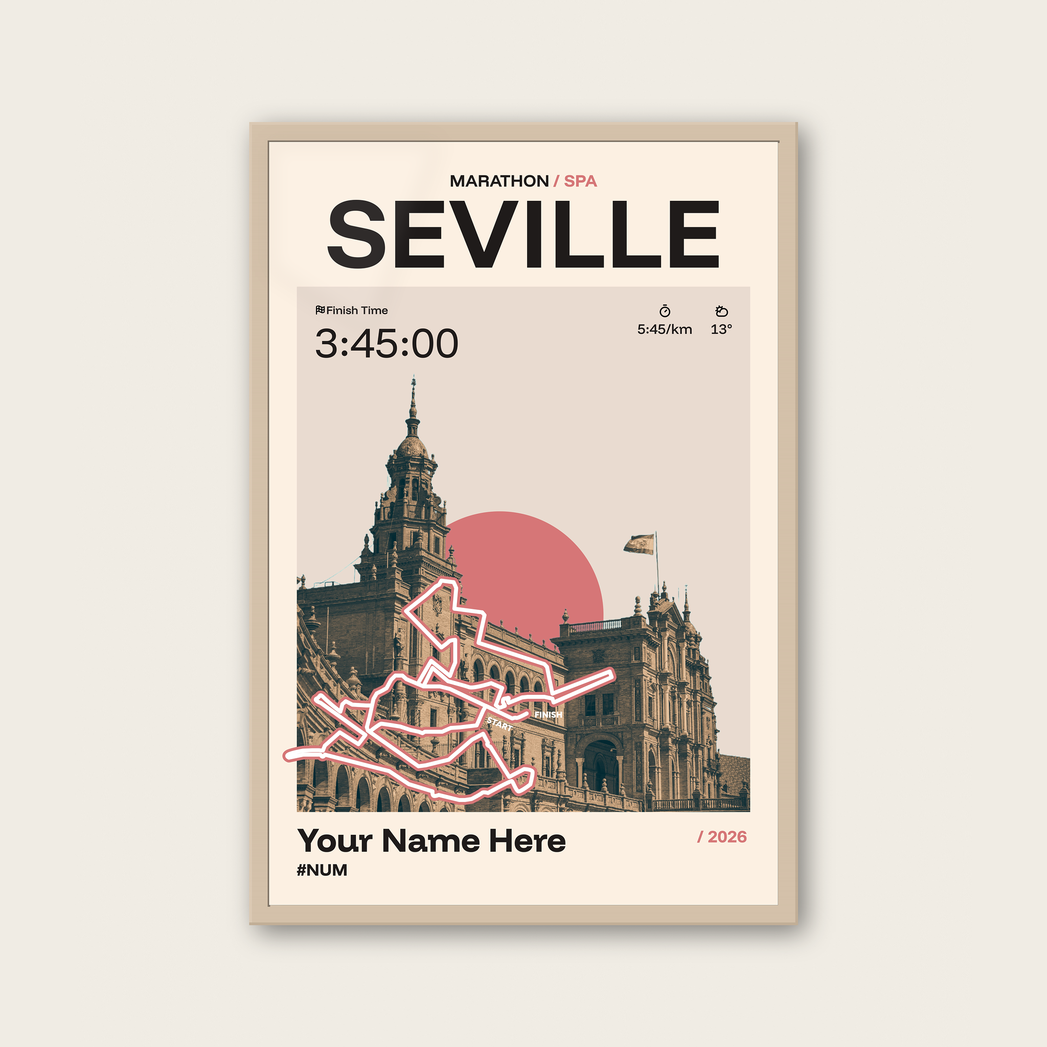 Seville Marathon Personalised Race Print