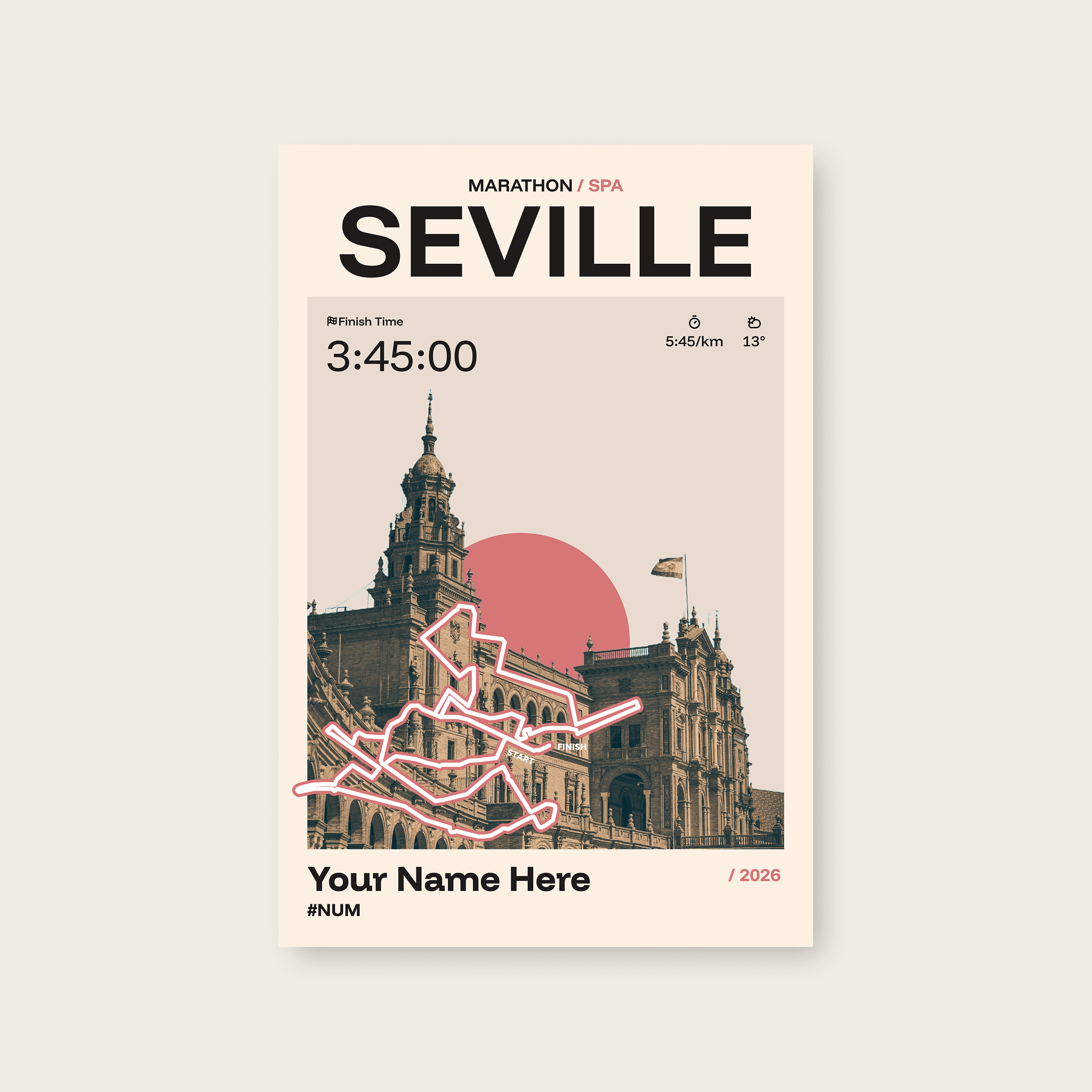 Seville Marathon Personalised Race Print