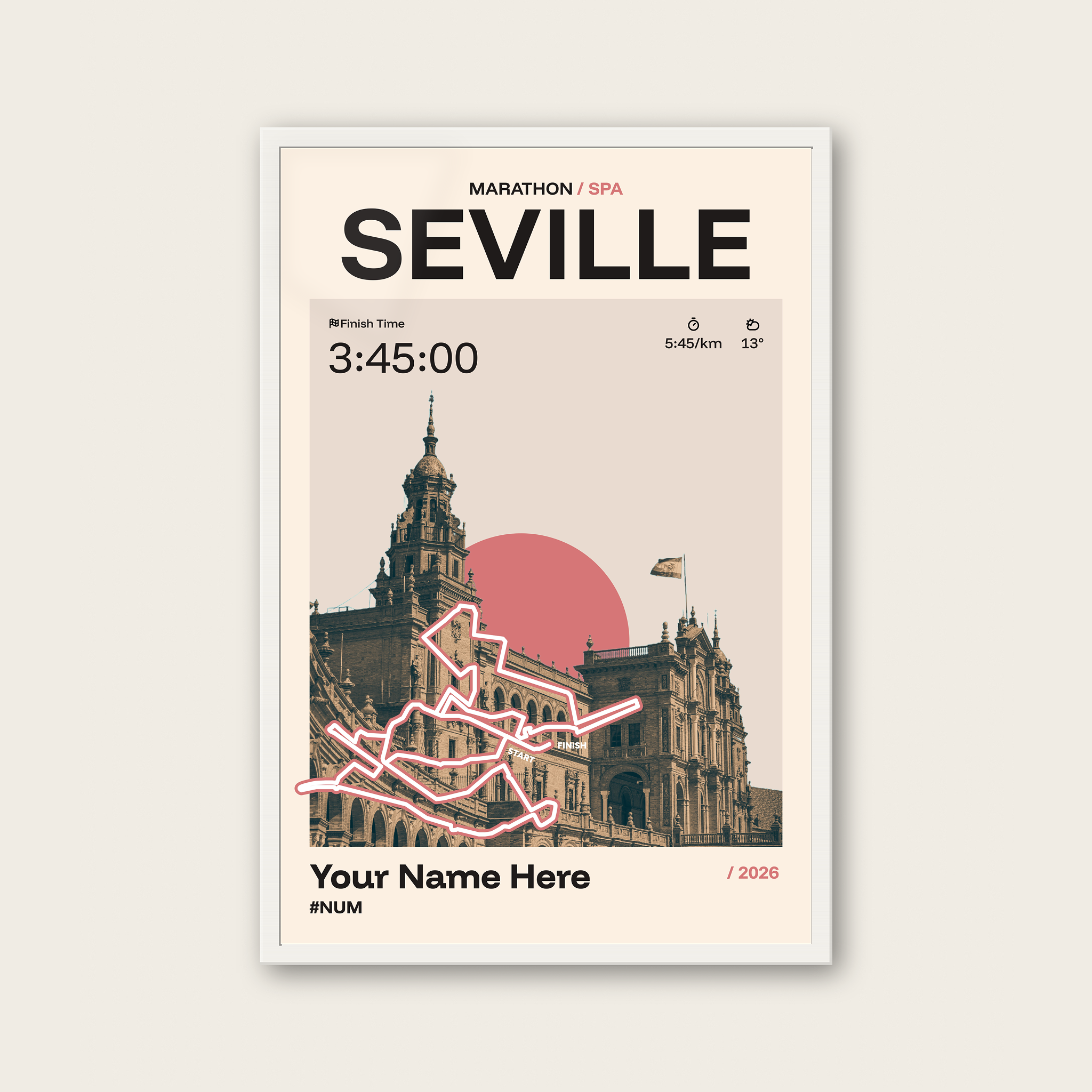 Seville Marathon Personalised Race Print