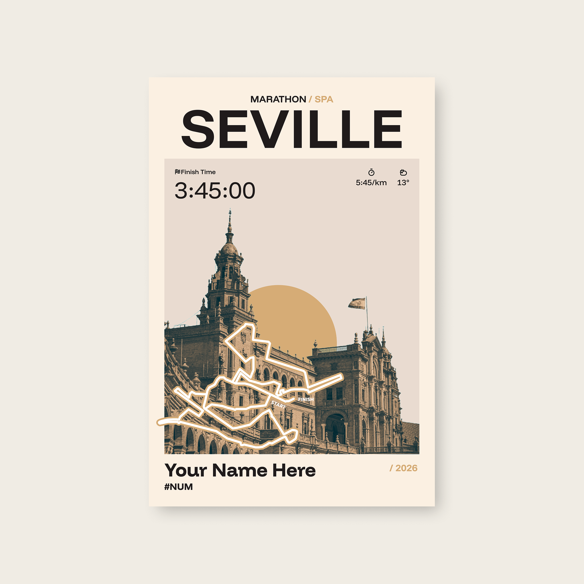 Seville Marathon Personalised Race Print
