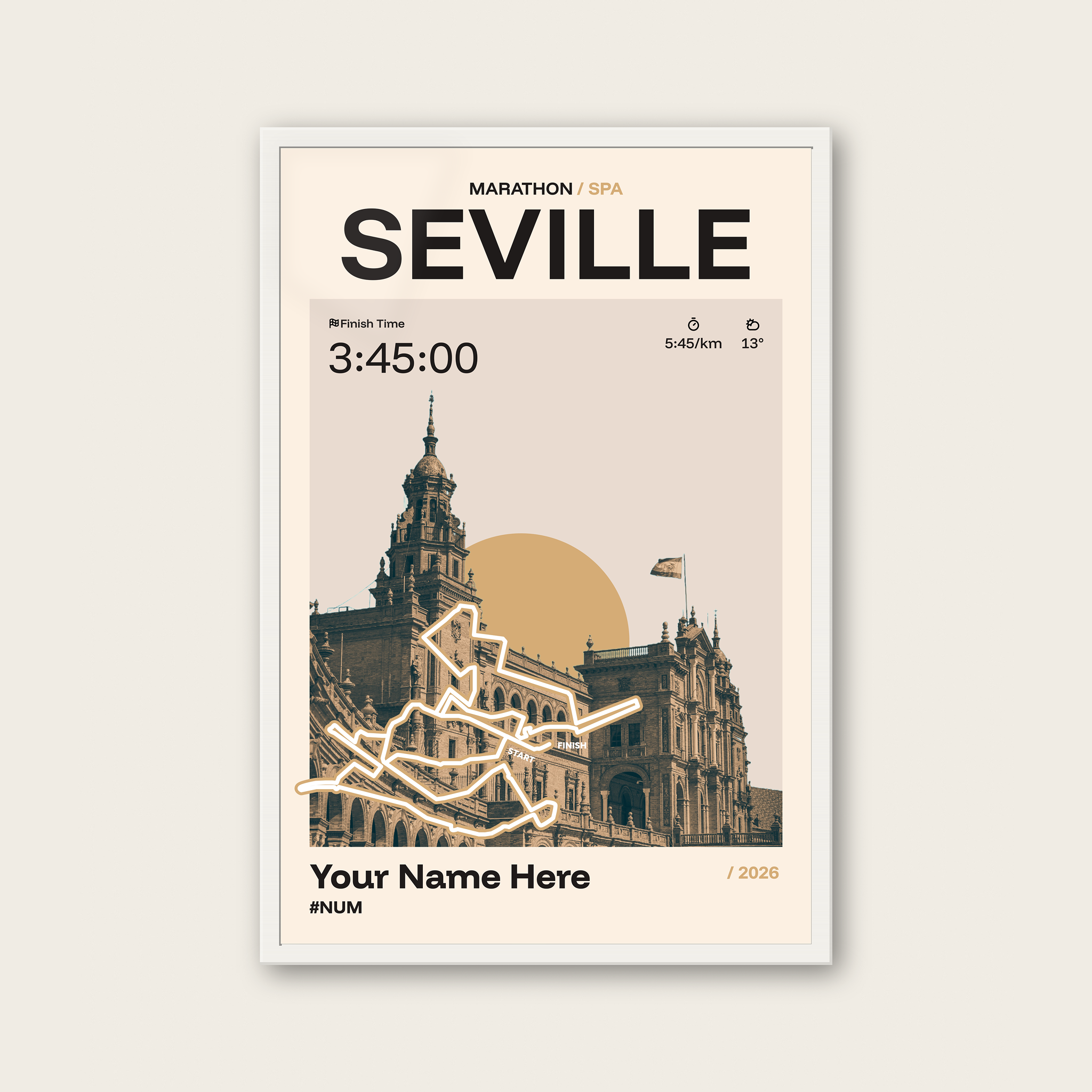 Seville Marathon Personalised Race Print